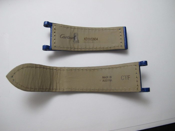CARTIER 卡地亞 原廠 21/18 短版 寶藍色鱷魚皮錶帶 PASHA專用 近新 KD1HSNO4 4