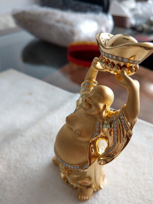 全金 布袋和尚 彌勒佛 彌勒菩薩 招財進寶 鎮店之寶 22K黃金鑲鑽 財元寶 3