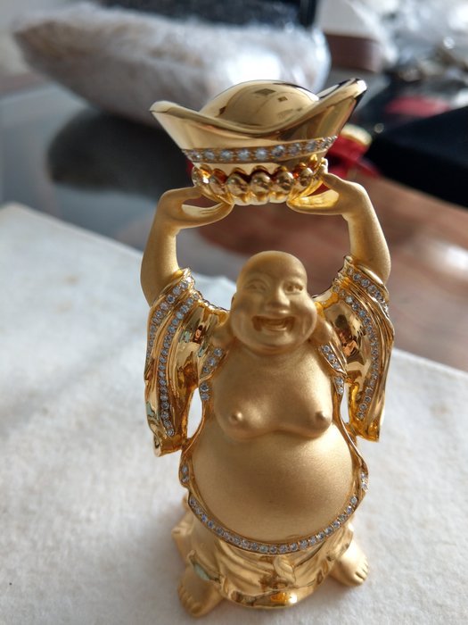 全金 布袋和尚 彌勒佛 彌勒菩薩 招財進寶 鎮店之寶 22K黃金鑲鑽 財元寶 5