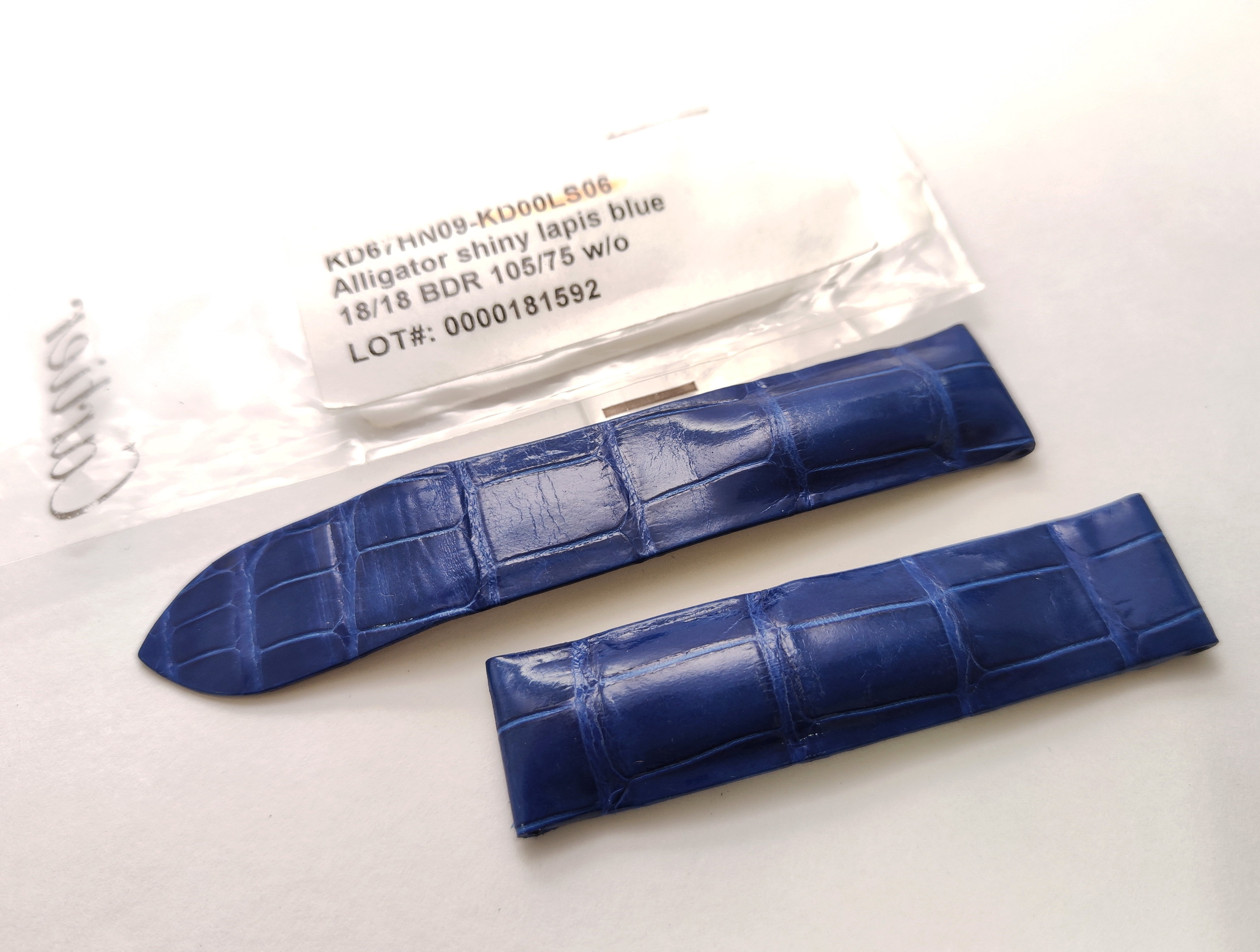 CARTIER 卡地亞 原廠 18/18 藍色鱷魚皮錶帶 摺疊扣專用 近新 KD67HN09 售出不退換