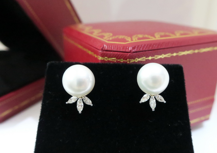 天然鑽石 南洋珍珠耳環 白K金 大直徑10.7mm 鑽石總重80分 優惠出清