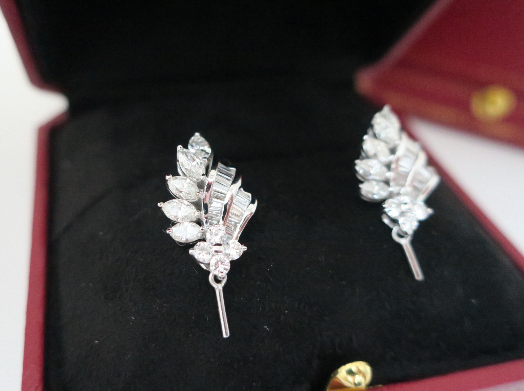 天然 鑽石耳環/耳飾 項鍊/墬子 天然馬眼鑽+排鑽 總重2.4克拉 閃閃動人 2