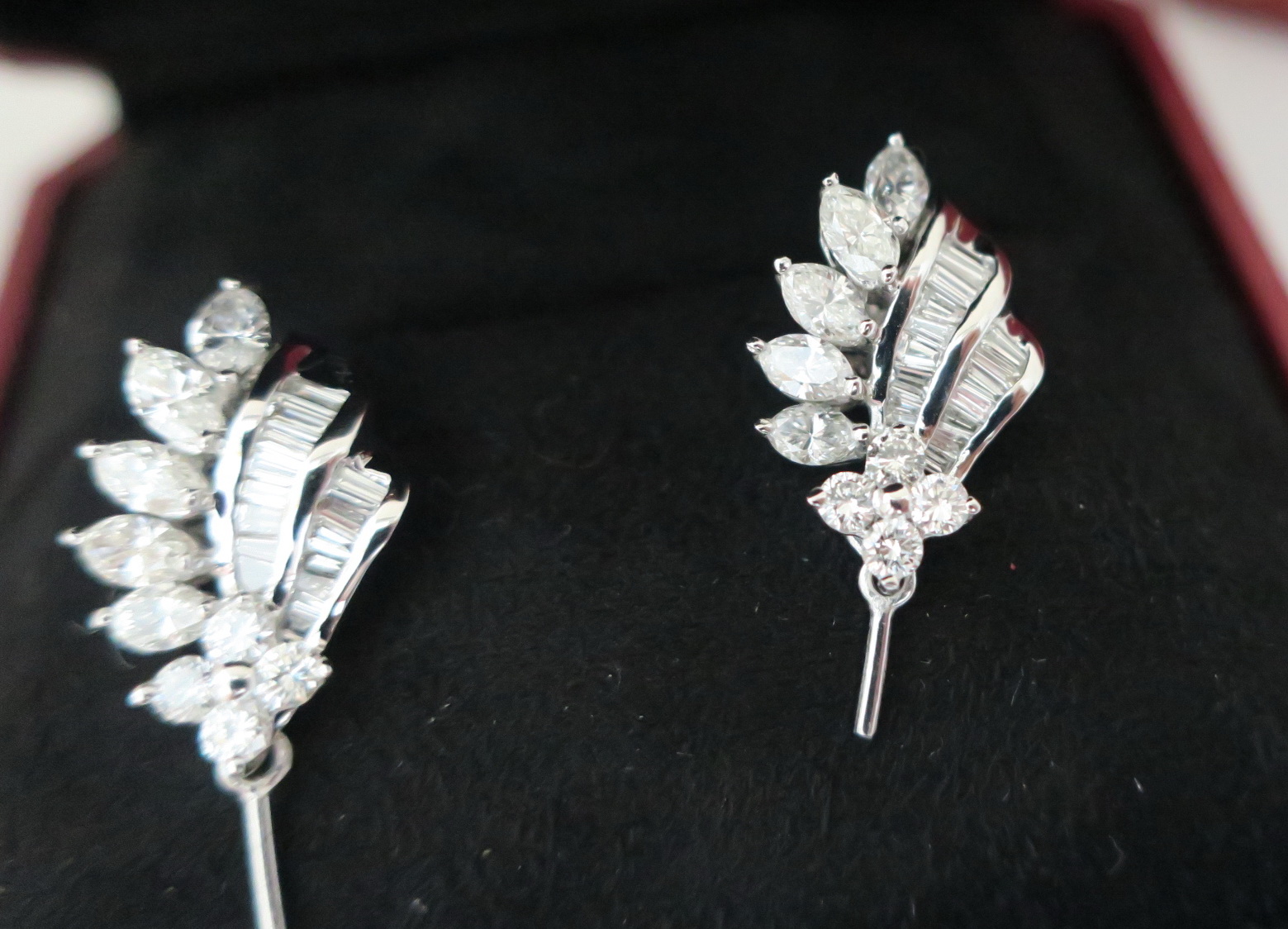 天然 鑽石耳環/耳飾 項鍊/墬子 天然馬眼鑽+排鑽 總重2.4克拉 閃閃動人 3