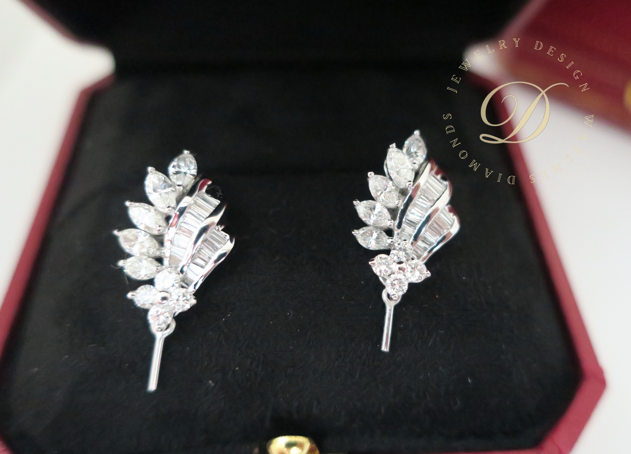 天然 鑽石耳環/耳飾 項鍊/墬子 天然馬眼鑽+排鑽 總重2.4克拉 閃閃動人