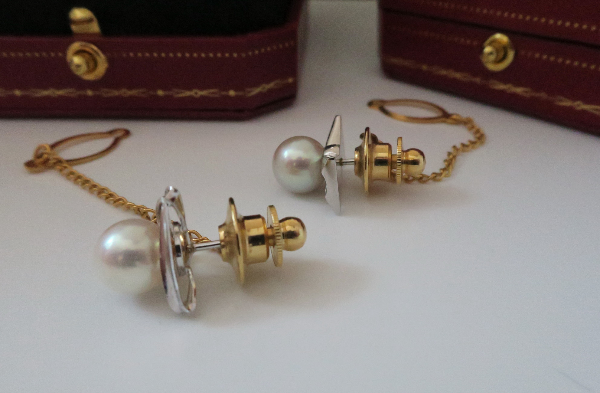 傳統領帶夾 領帶別飾 領帶針 純銀+18K金+珍珠 絕版藏品 4