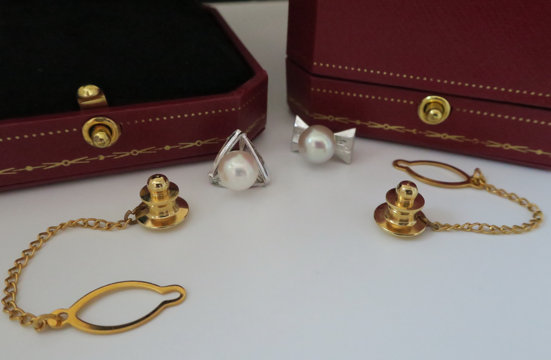 傳統領帶夾 領帶別飾 領帶針 純銀+18K金+珍珠 絕版藏品 6