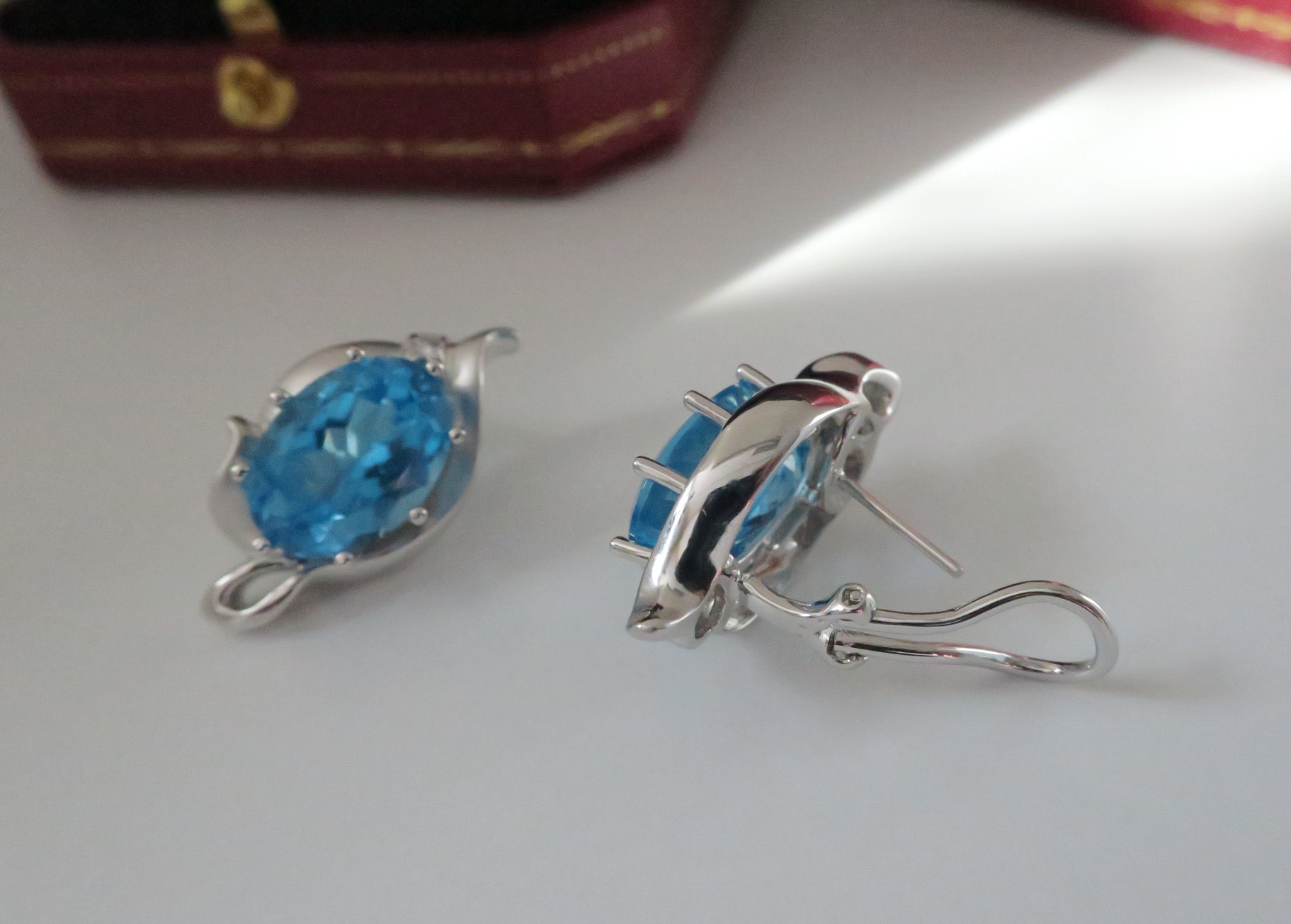 天然 海藍寶石 耳環/耳飾 18K白金 極度搶眼 高貴不貴 4