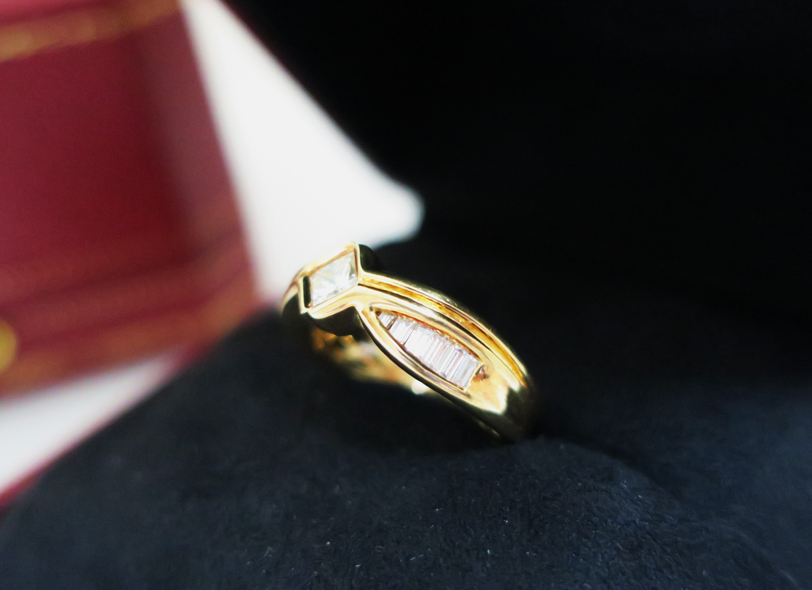 天然 方鑽 重31分 鑲崁 梯鑽戒台/戒指 18K金 3