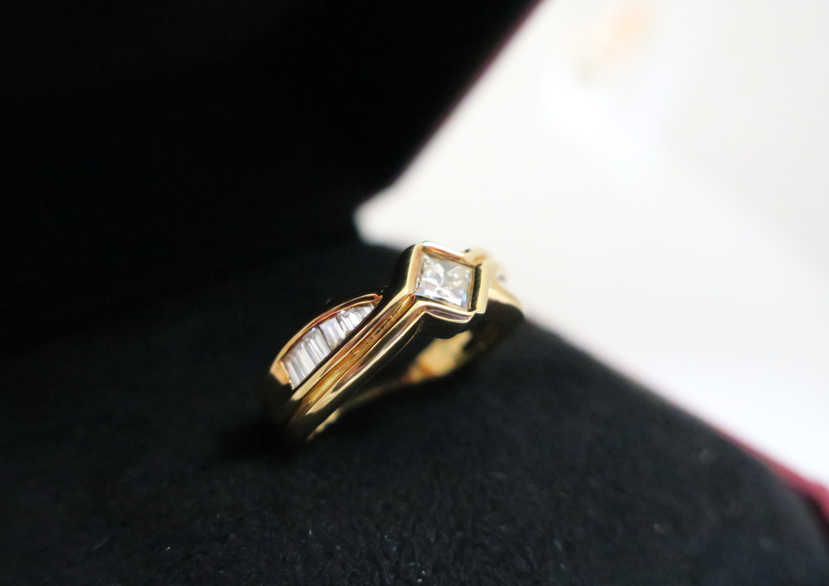 天然 方鑽 重31分 鑲崁 梯鑽戒台/戒指 18K金 4