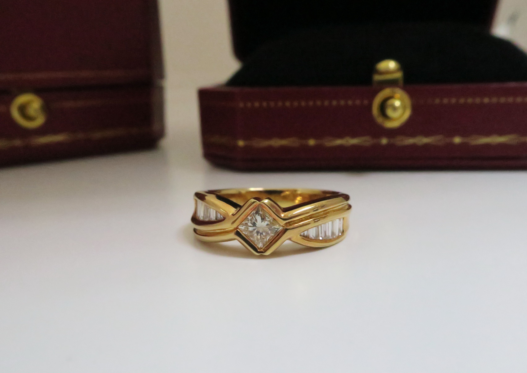 天然 方鑽 重31分 鑲崁 梯鑽戒台/戒指 18K金 5