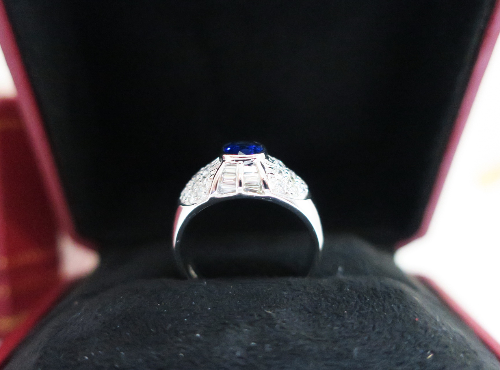 天然 藍寶石90分 鑲崁 鑽石戒台/戒指 18K金 4