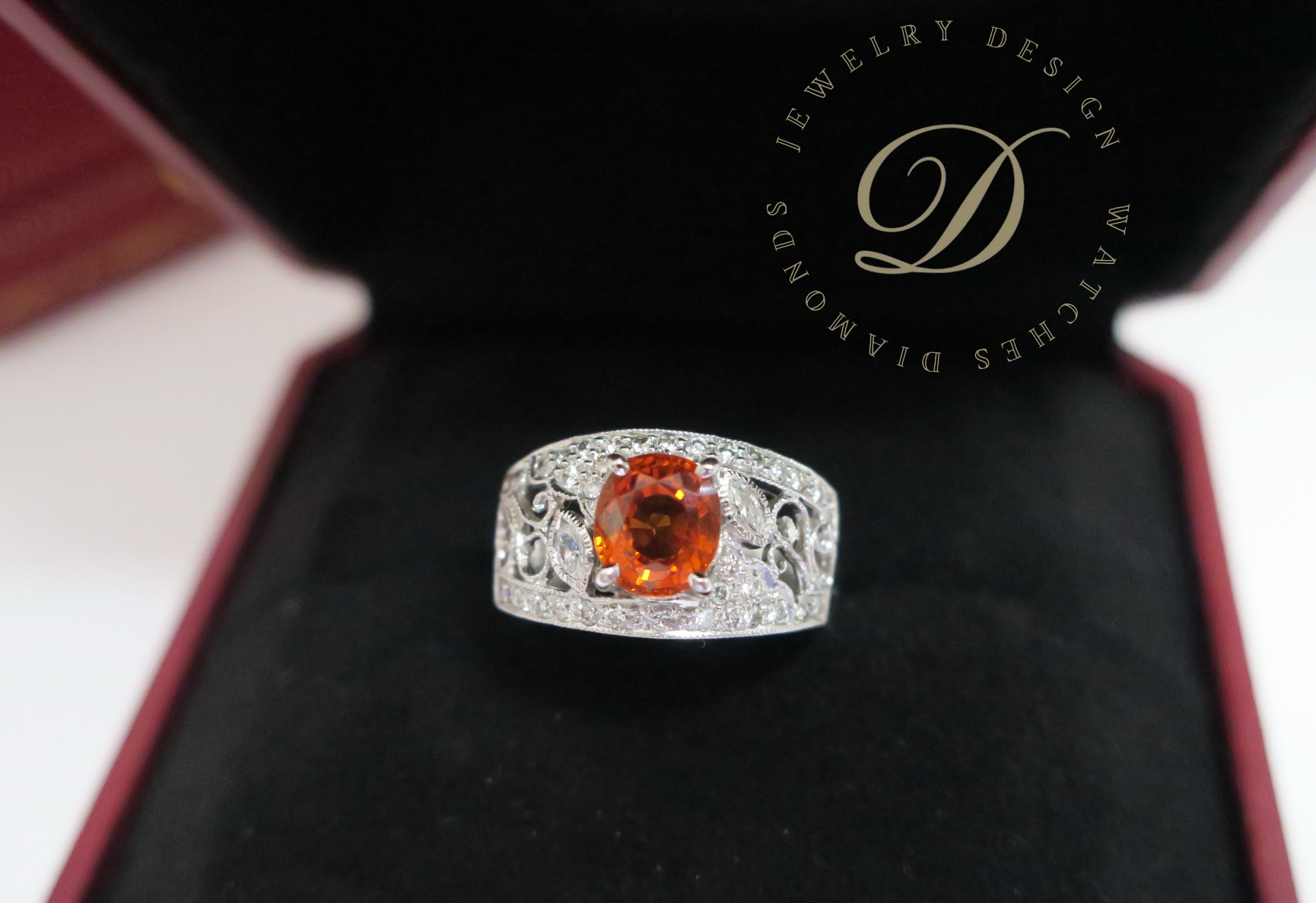 天然 黃寶石/黃金寶石1.79克拉 鑲崁 鑽石/馬眼鑽 縷空造型 戒台/戒指 18K金