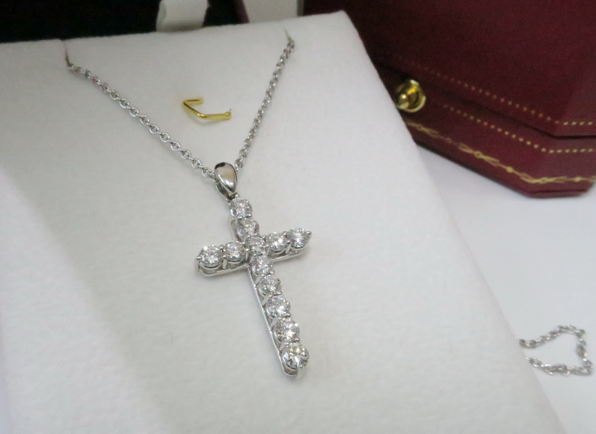天然 鑽石項鍊/吊墬 十字架 12鑽總重量1.07克拉 高貴典雅 4