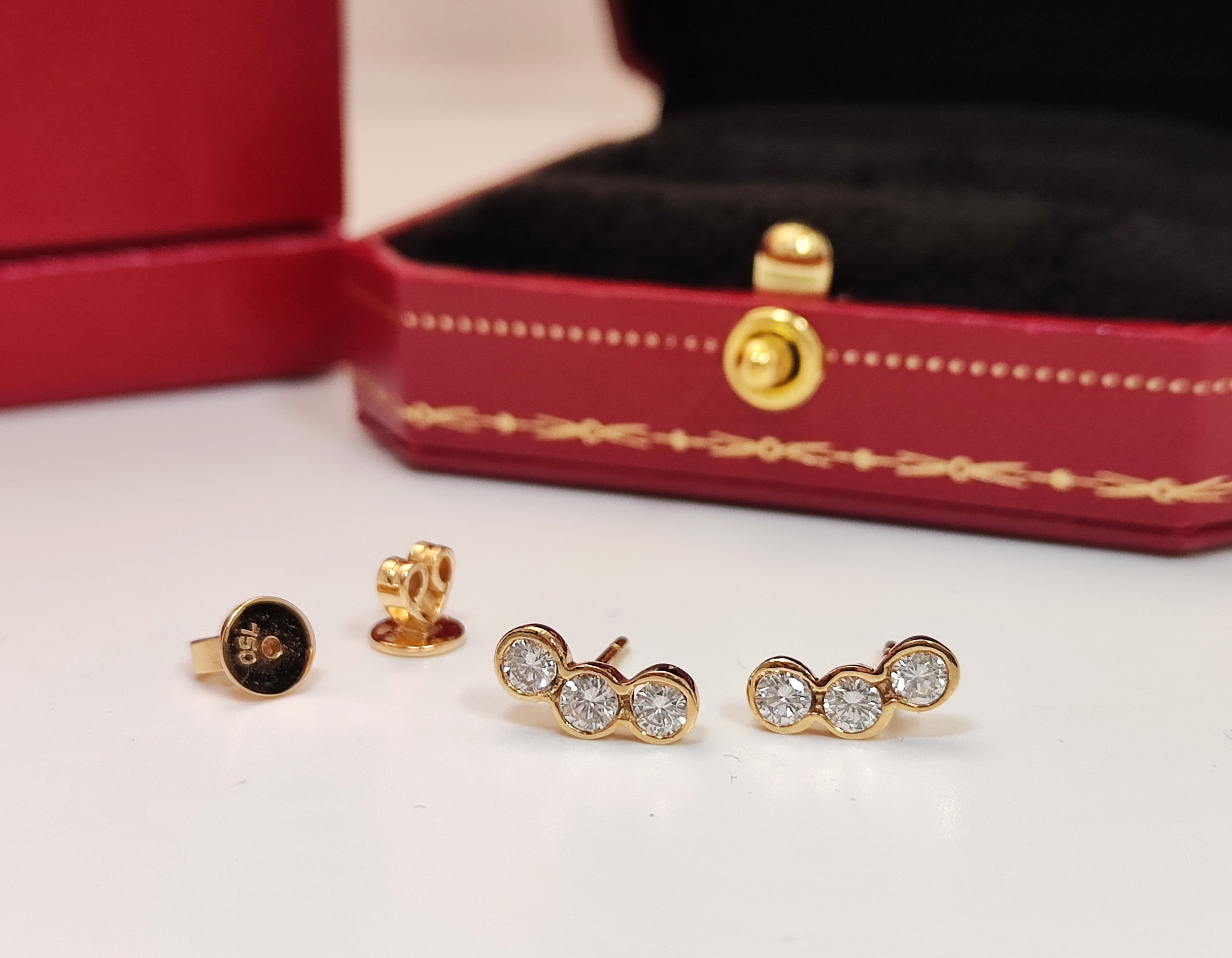 天然 鑽石耳環/耳飾 18K金 微笑 共重72分 閃閃動人 2