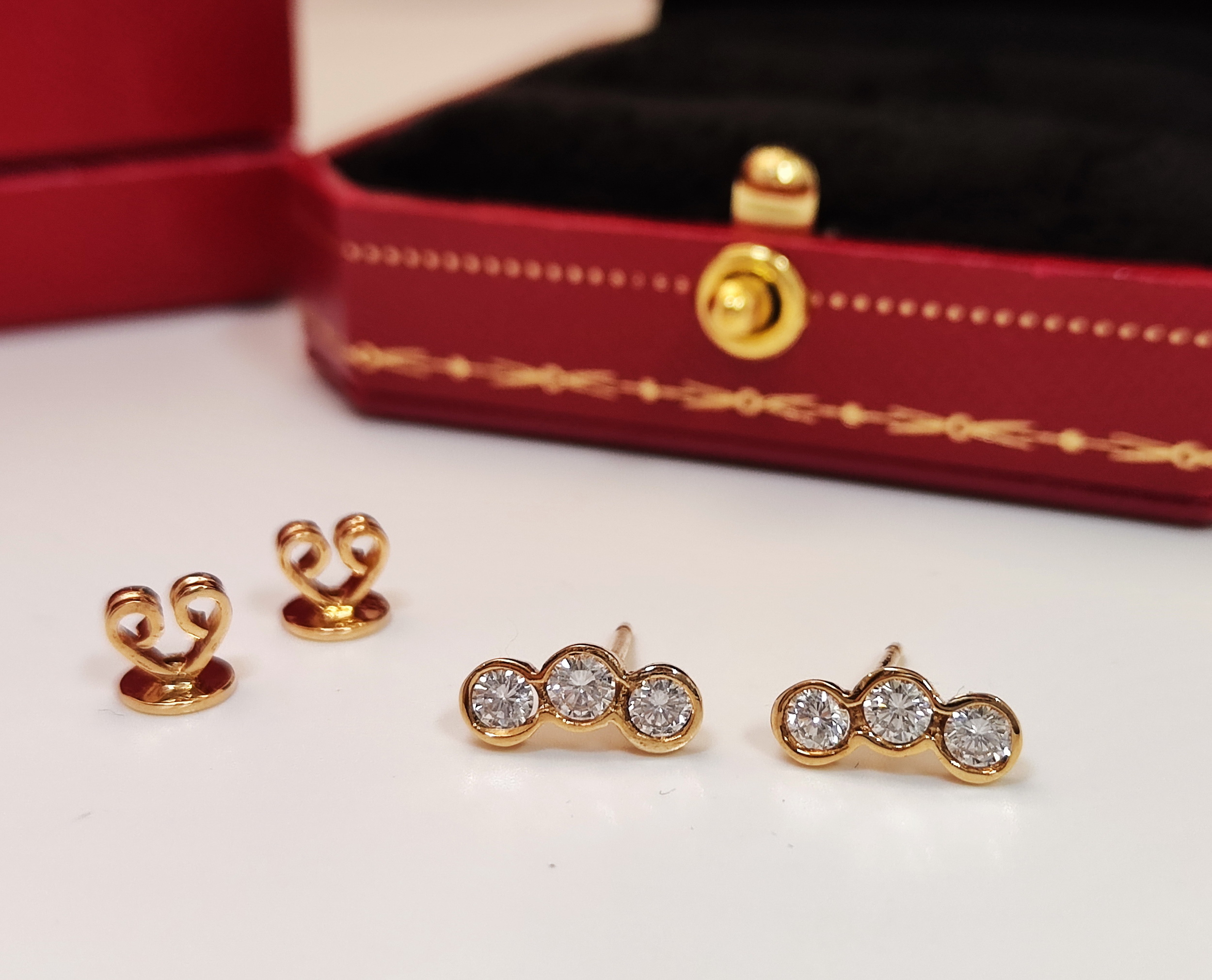 天然 鑽石耳環/耳飾 18K金 微笑 共重72分 閃閃動人