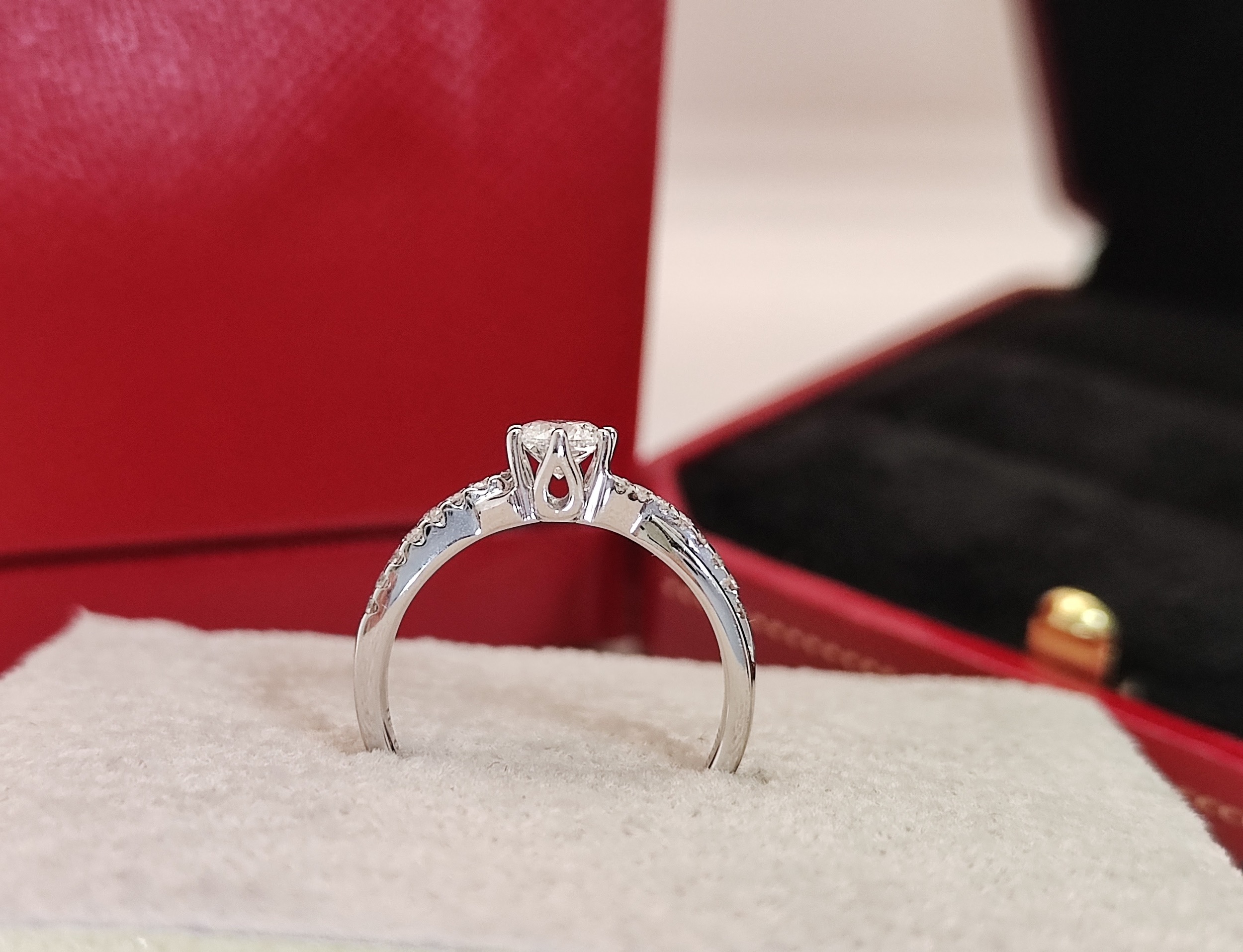 天然 鑽石戒指 蝴蝶結造型 18K金鑲崁 國內證書 主鑽31分 8心8箭車工 閃閃亮眼 2