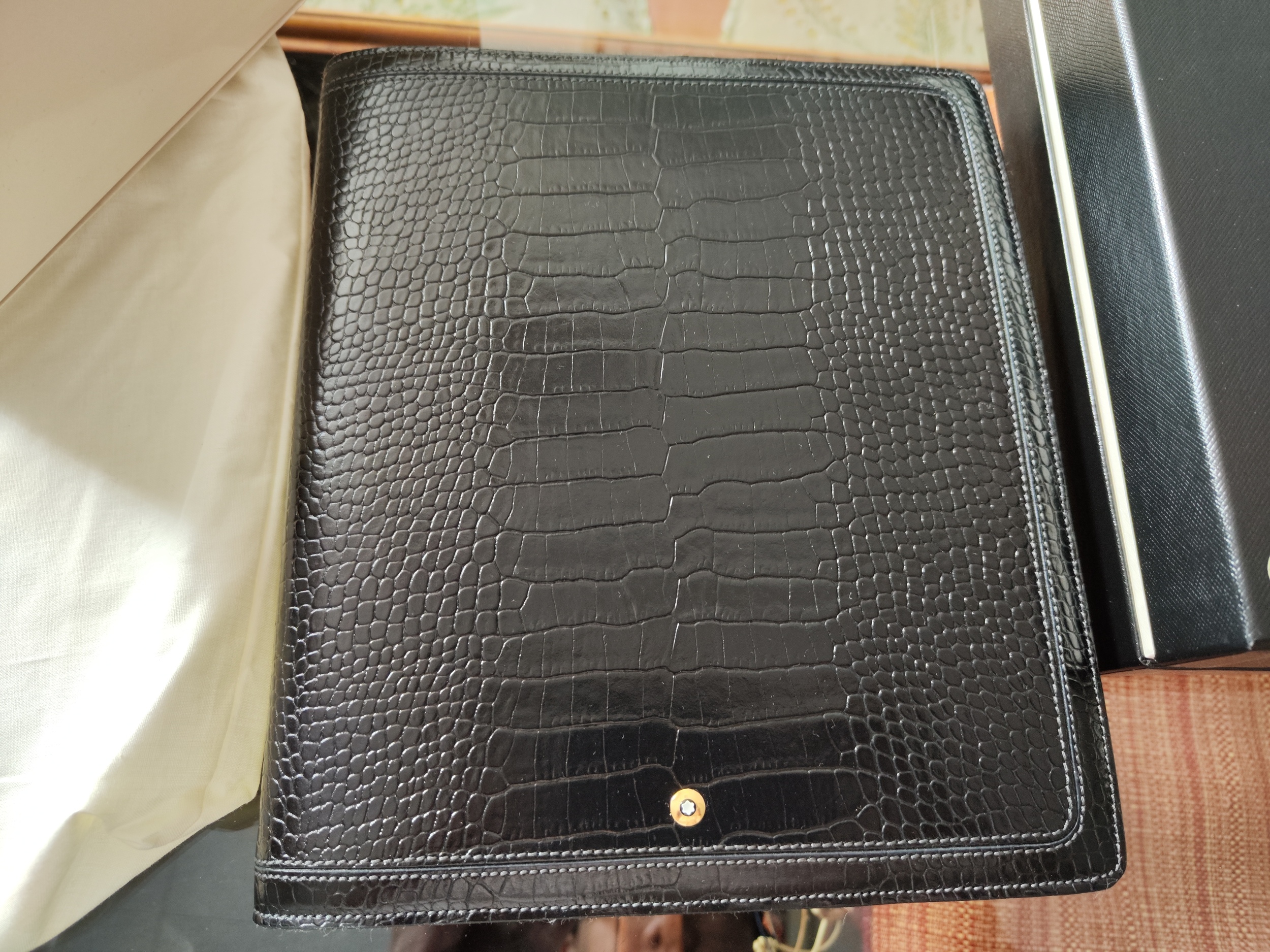 萬寶龍 Montblanc 全新 黑色鱷魚皮 筆記本 書寫紙~原廠盒單