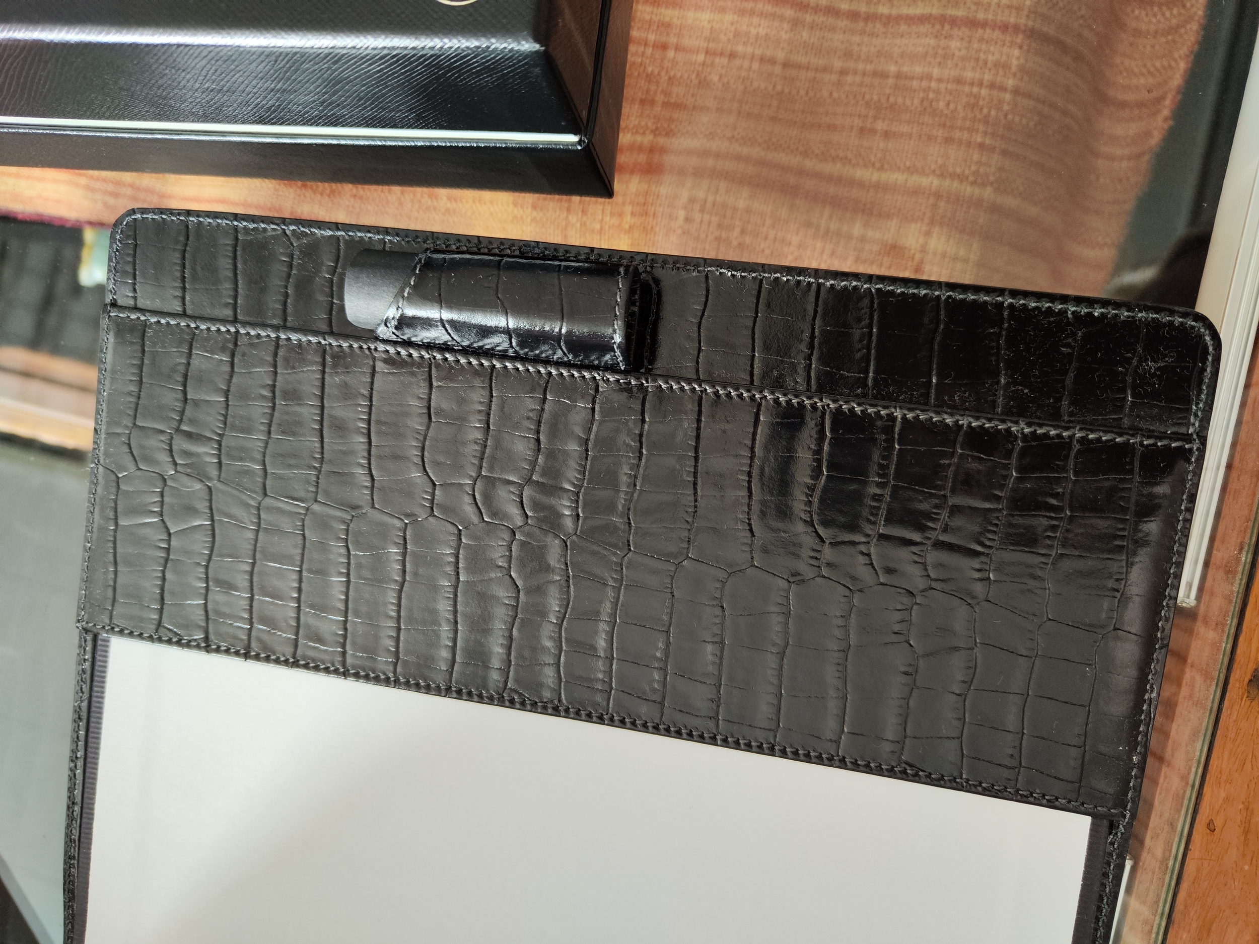 萬寶龍 Montblanc 全新 黑色鱷魚皮 筆記本 書寫紙~原廠盒單 5