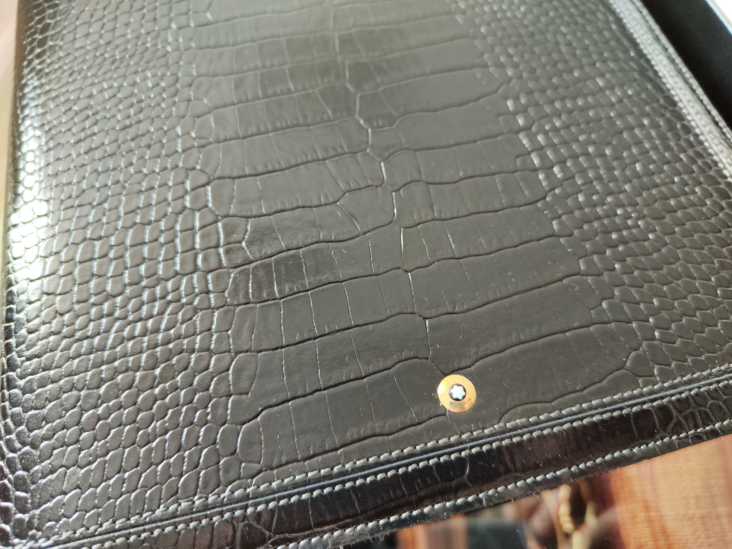 萬寶龍 Montblanc 全新 黑色鱷魚皮 筆記本 書寫紙~原廠盒單 4