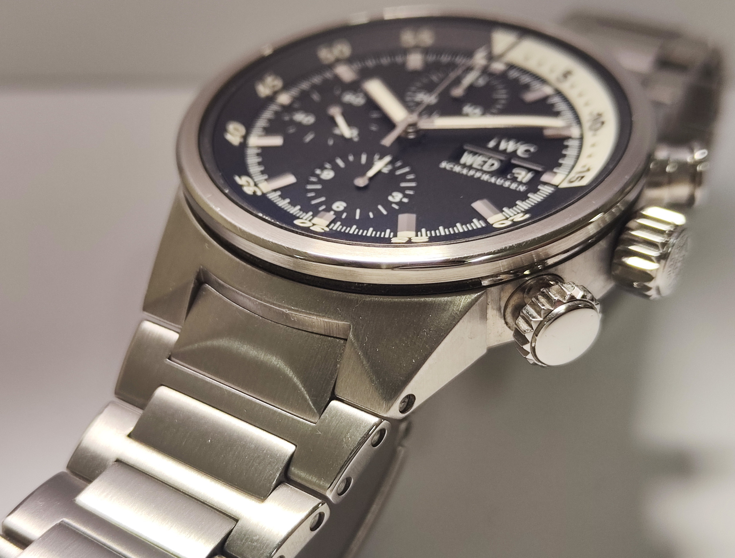 萬國 IWC 海洋時計 自動上鍊 大錶徑41mm 黑色面盤 小年曆 計時功能 旋轉內圈~原廠保單 6