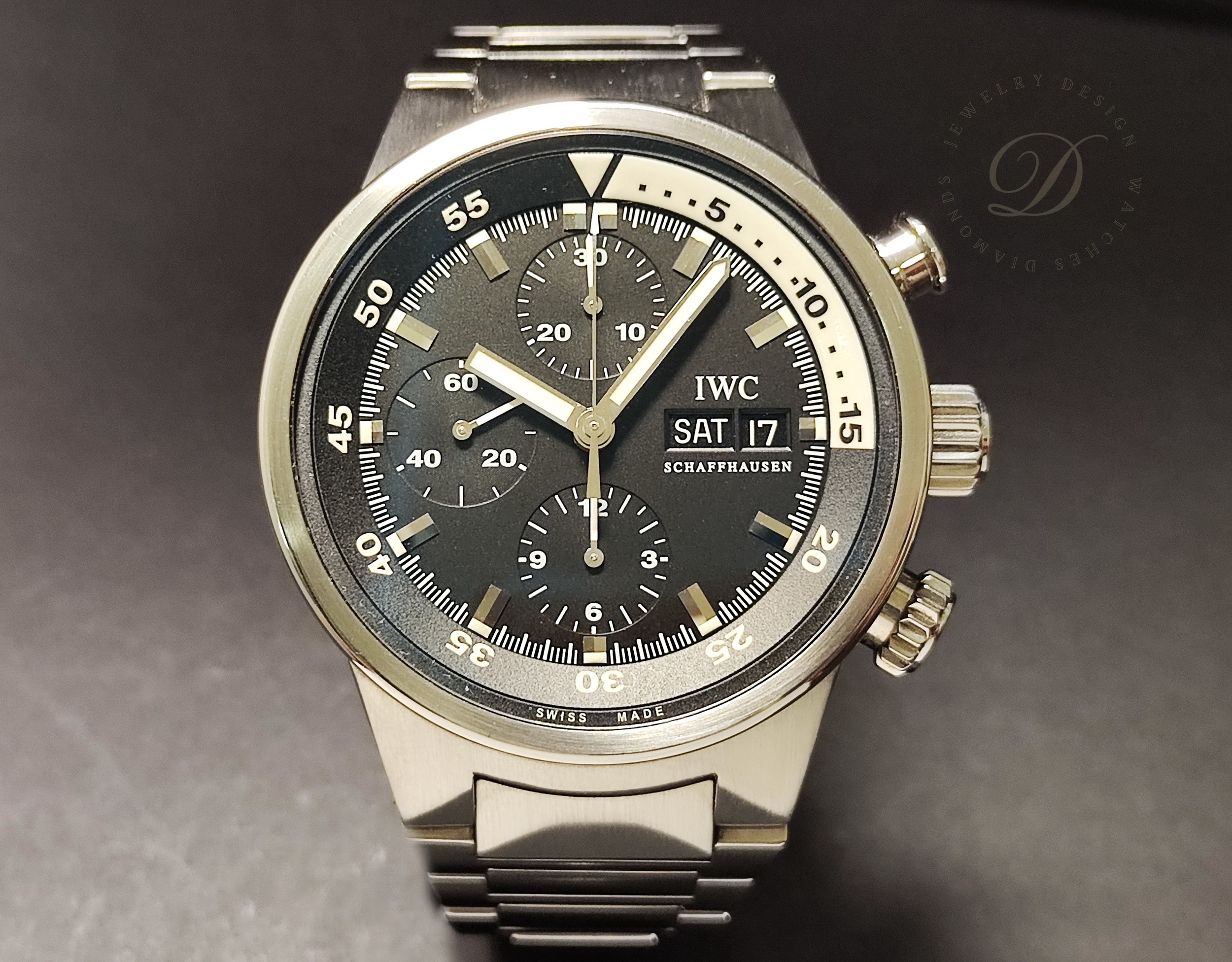 萬國 IWC 海洋時計 自動上鍊 大錶徑41mm 黑色面盤 小年曆 計時功能 旋轉內圈~原廠保單