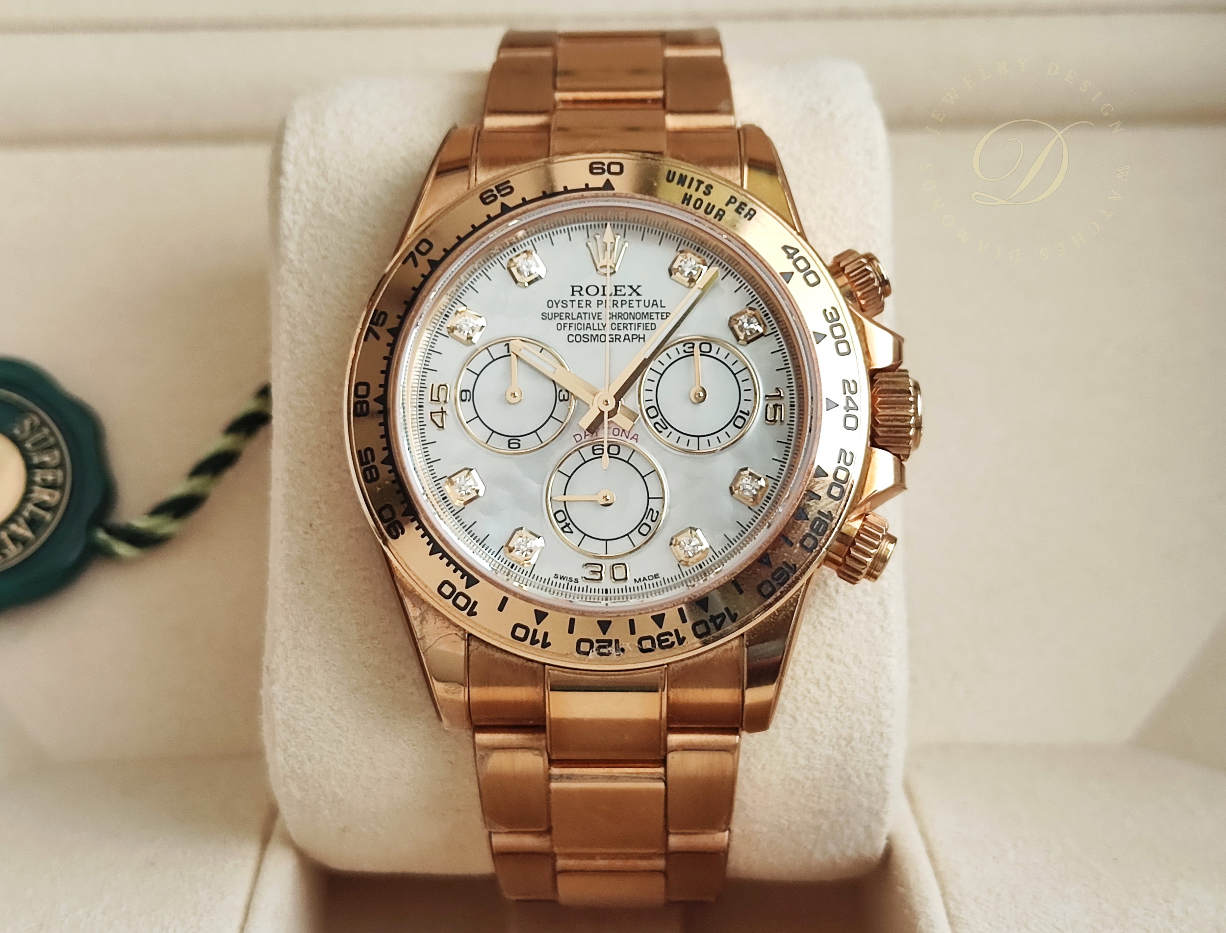 勞力士 116508 黃K金 白色珍珠貝面盤 原鑲鑽 DAYTONA 迪通納 計時功能~原廠盒單