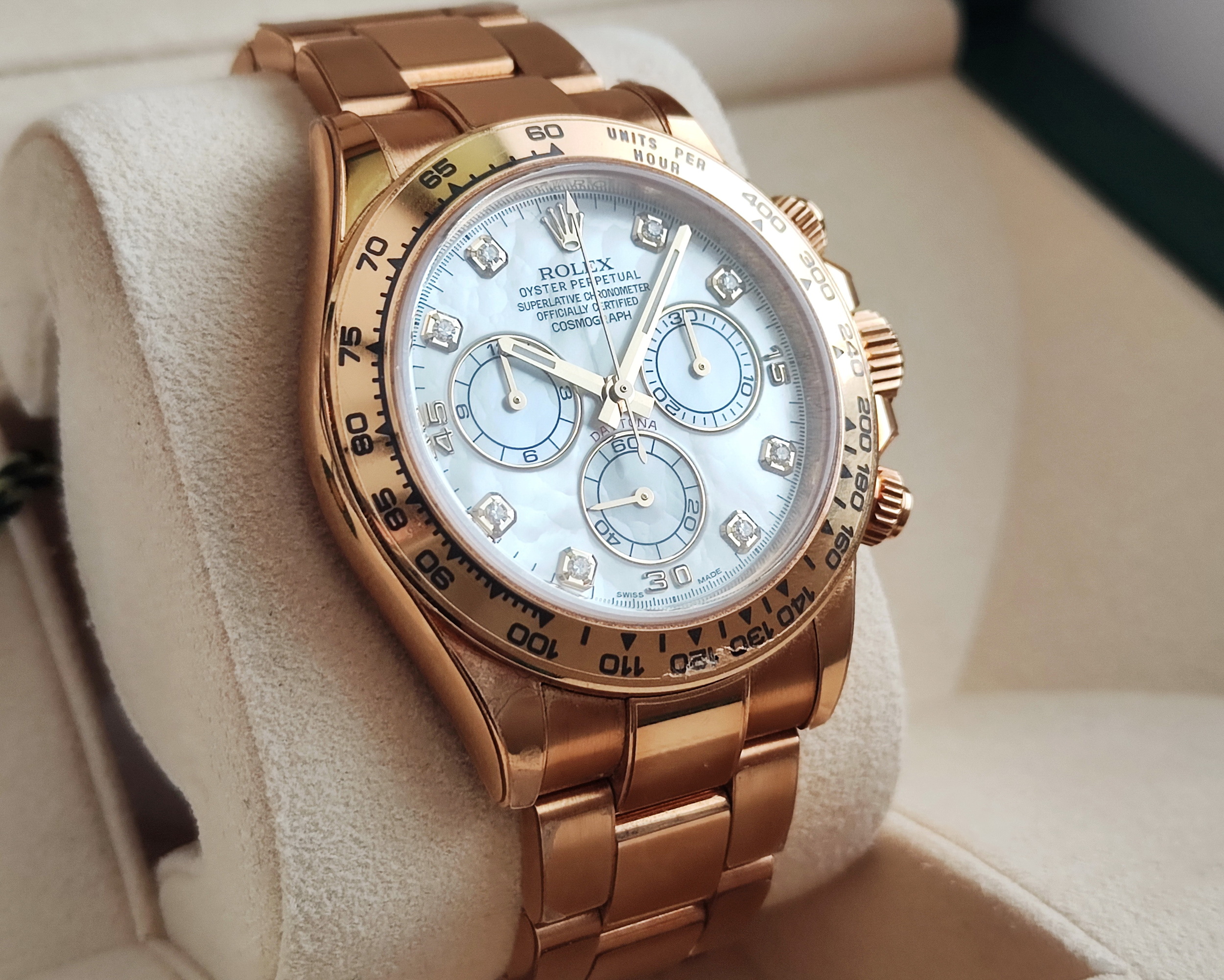 勞力士 116508 黃K金 白色珍珠貝面盤 原鑲鑽 DAYTONA 迪通納 計時功能~原廠盒單 2