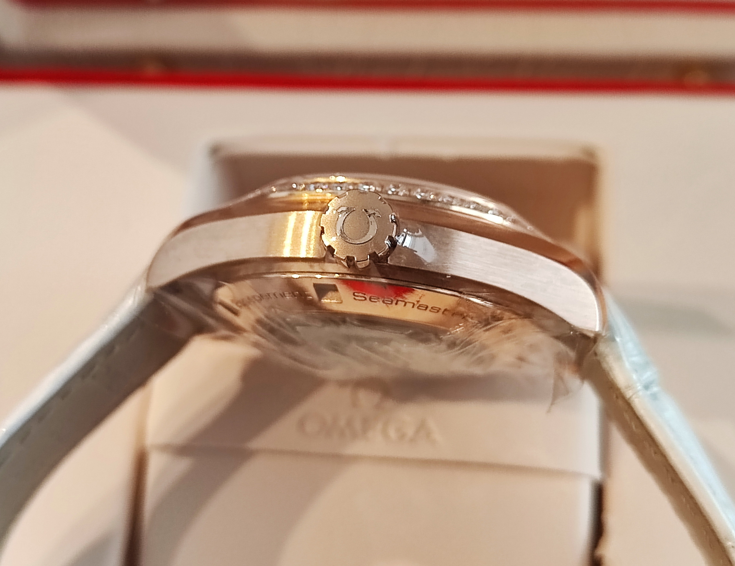 OMEGA 海馬 aqua terra 全新 玫瑰金 原鑲鑽圈 錶徑34mm 自動上鍊~2024AD 4