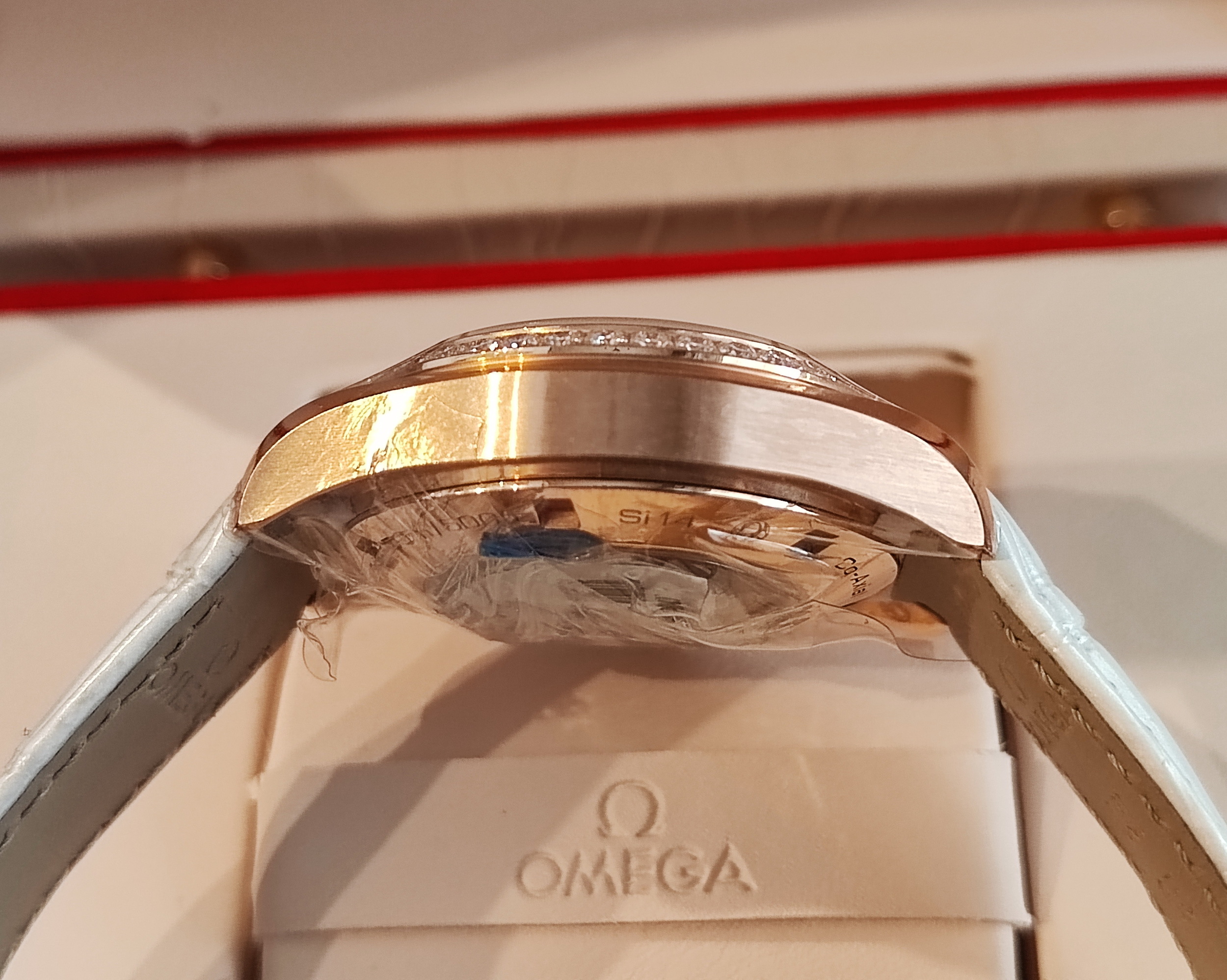 OMEGA 海馬 aqua terra 全新 玫瑰金 原鑲鑽圈 錶徑34mm 自動上鍊~2024AD 5