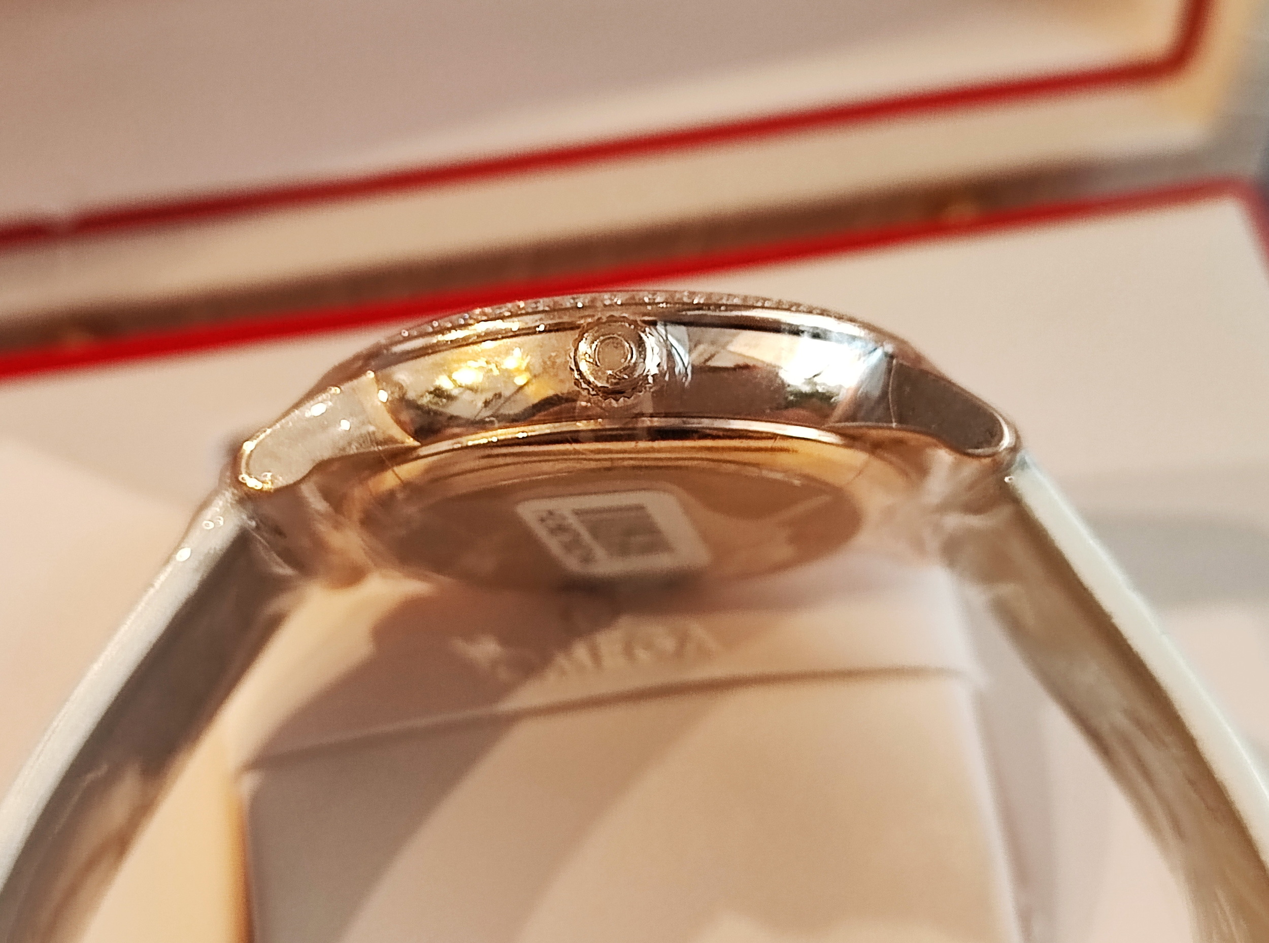 OMEGA 碟飛系列 全新 Butterfly蝴蝶面盤 玫瑰金 原鑲鑽圈 錶徑37mm 自動上鍊~國內AD 6