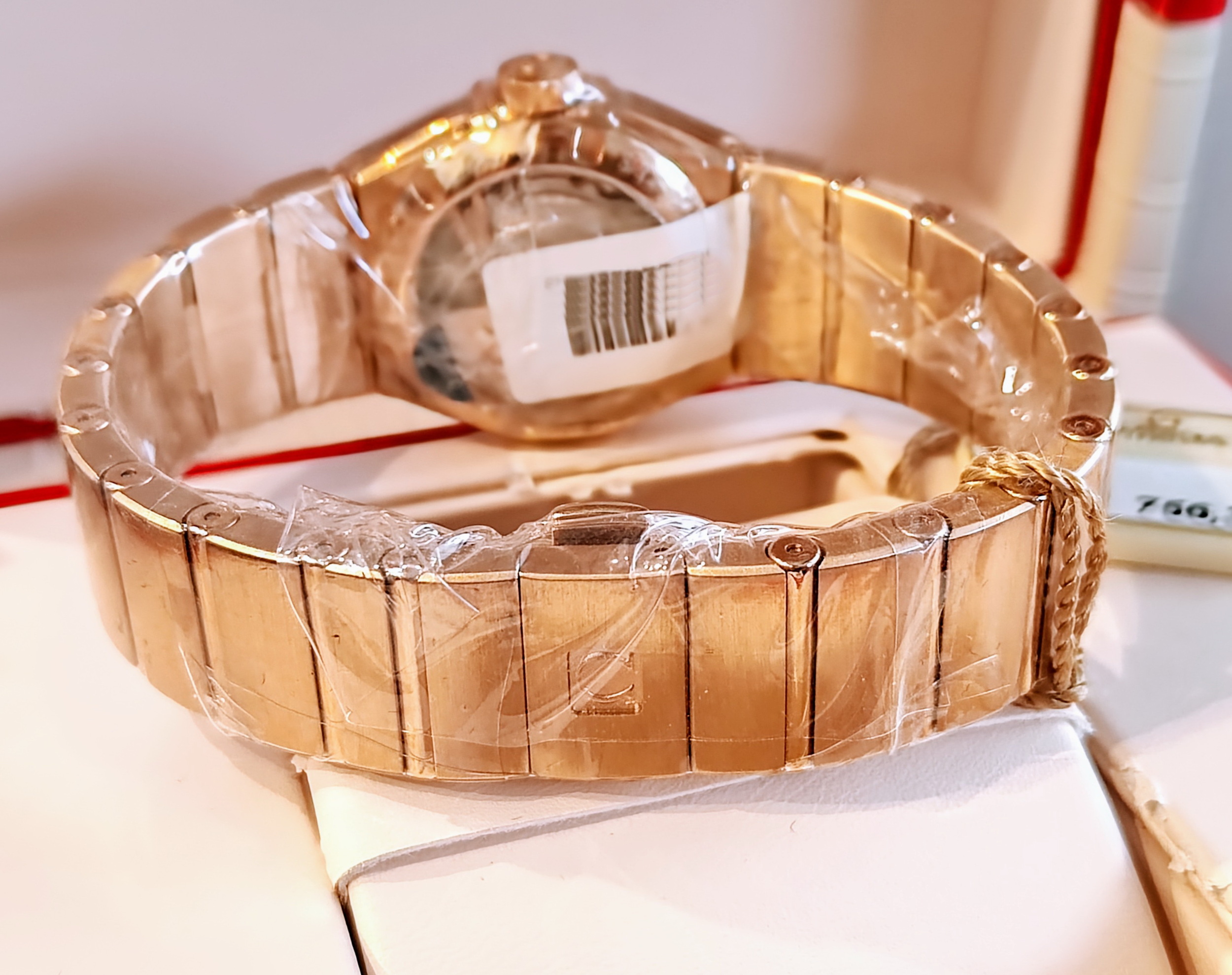 OMEGA 星座系列 玫瑰金 棕色珍珠母貝面盤 原鑲鑽刻度 錶徑27mm 自動上鍊~國內AD 5