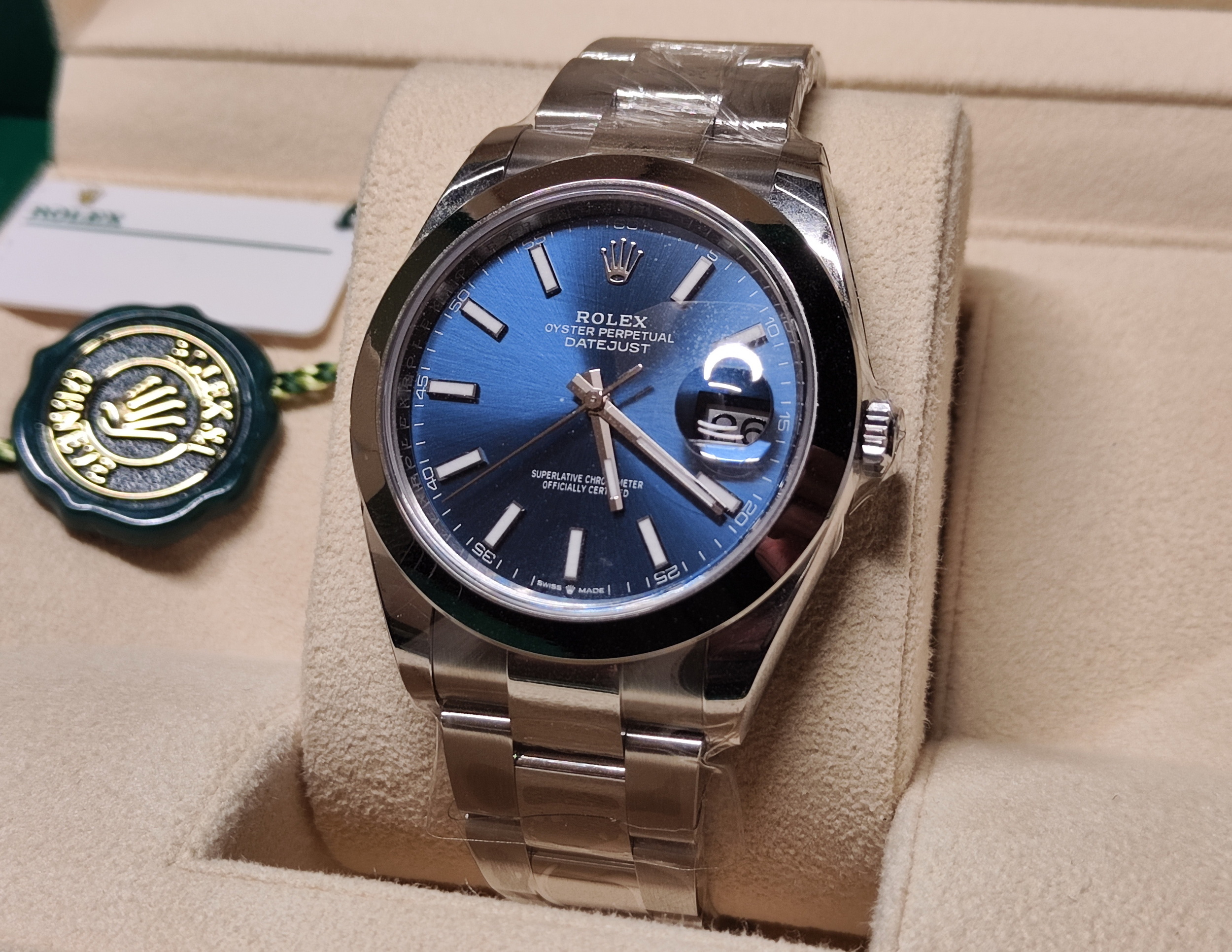 勞力士 全新 126300 藍色面盤 大錶徑41mm 自動上鍊~原廠盒單 2024 3