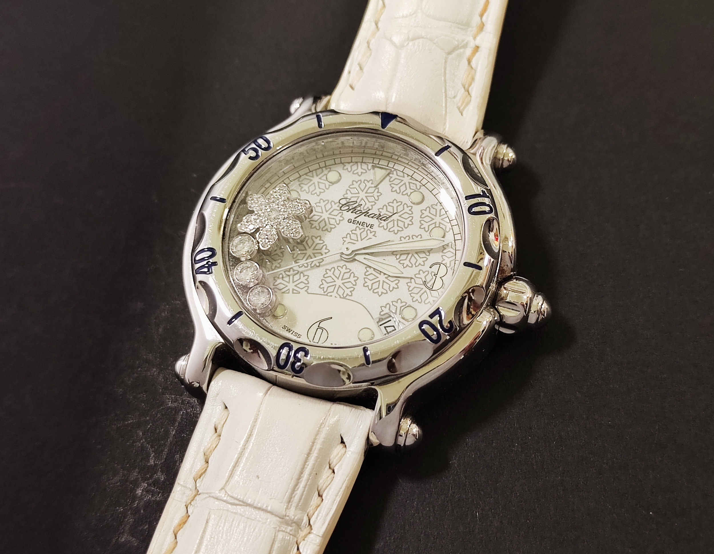 蕭邦 CHOPARD 快樂鑽 雪花面盤 錶徑38mm 石英機芯 大雪花 原鑲跑鑽 2