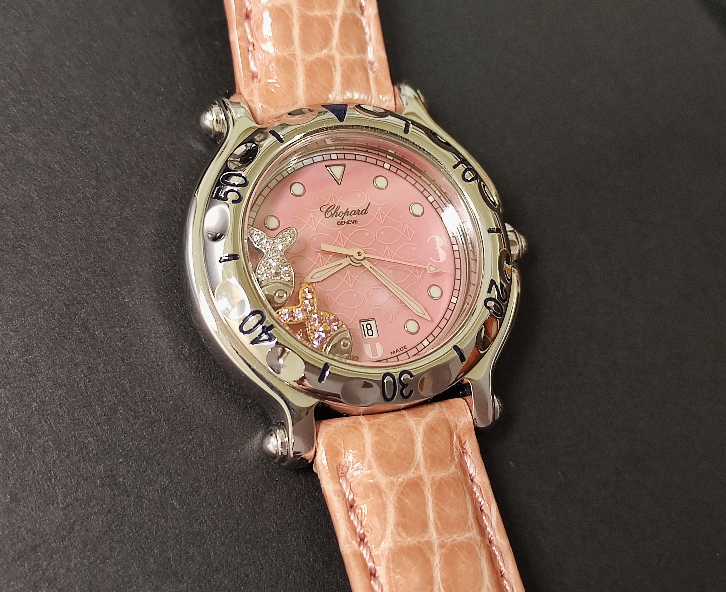 蕭邦 CHOPARD 快樂鑽 粉紅面盤 錶徑32mm 石英機芯 快樂魚~原廠保單 國內AD 5