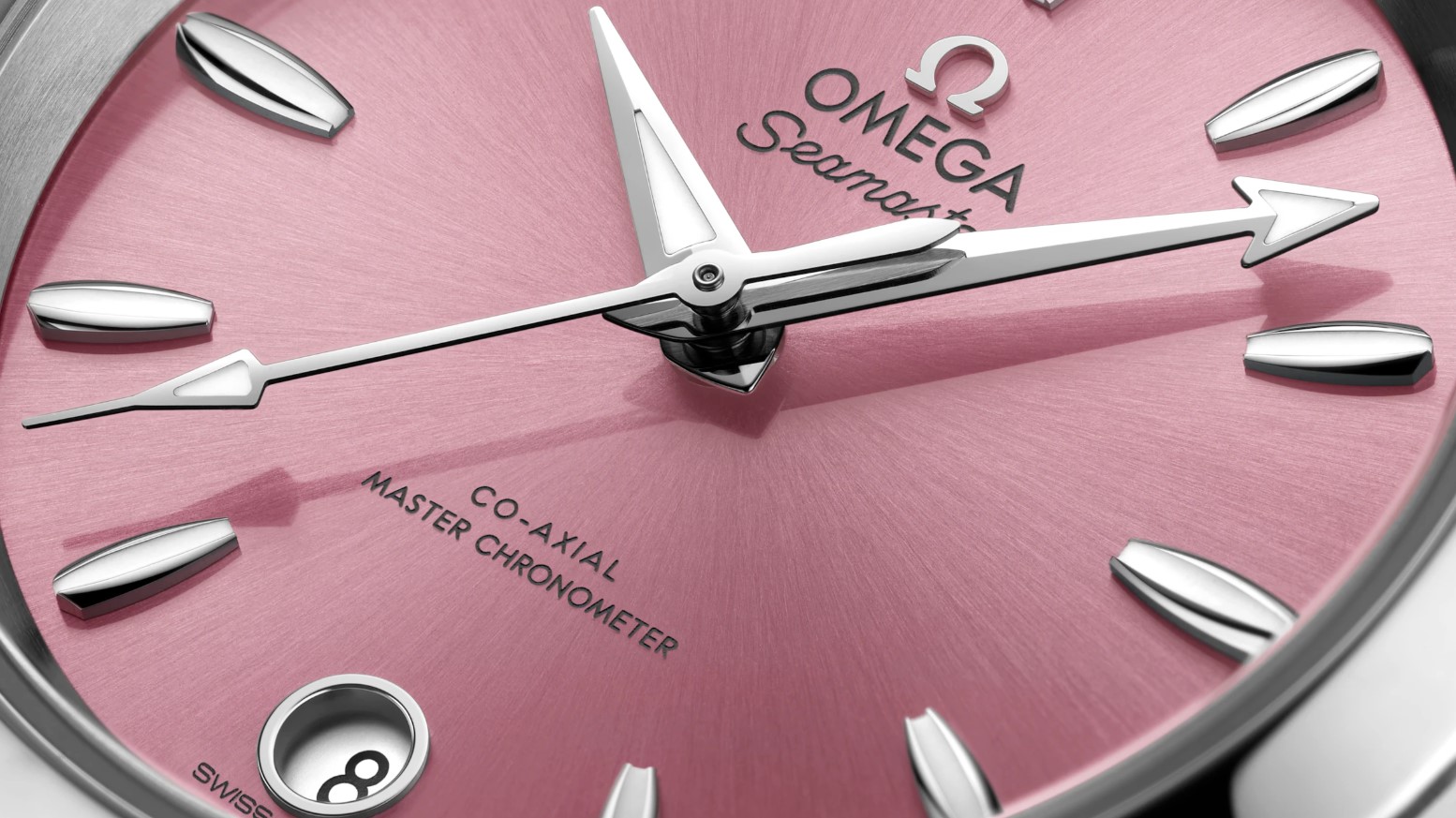 OMEGA 全新 海馬 SHADES系列 粉紅面盤 錶徑34mm 自動上鍊~原廠盒單 國內AD 2