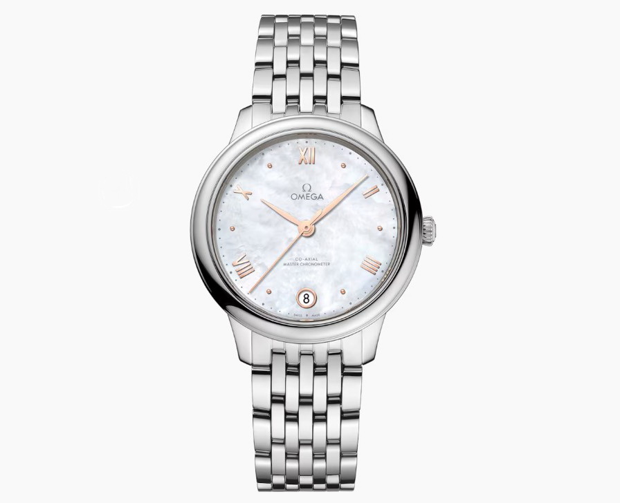 OMEGA 全新 女用 碟飛系列 錶徑34mm 自動上鍊 白色珍珠母貝面盤~原廠盒單 國內AD 5