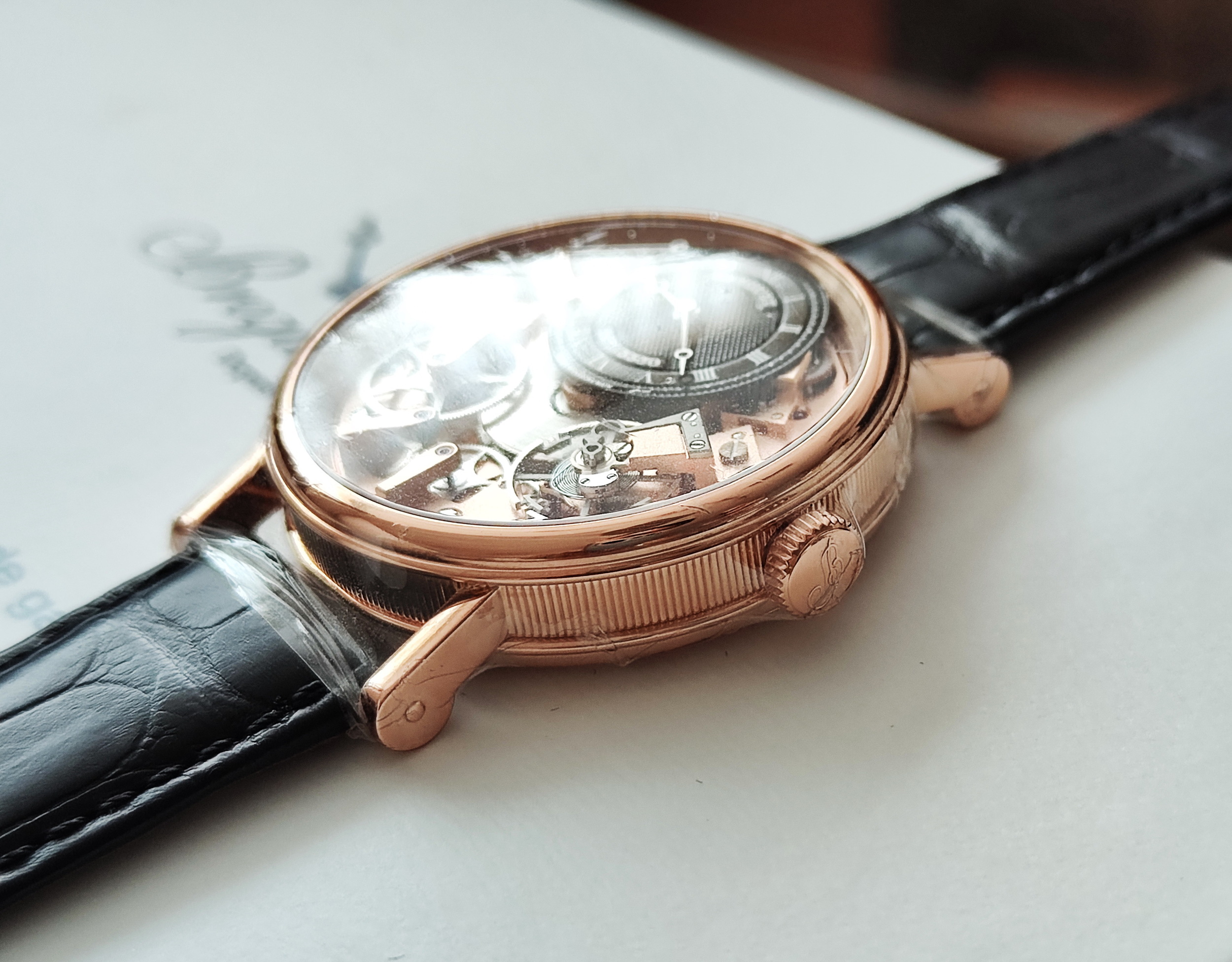 BREGUET 寶璣 Tradition 全新 7057 玫瑰金 錶徑40mm 手動上鍊 機刻雕花面盤~原廠盒單 2024 5