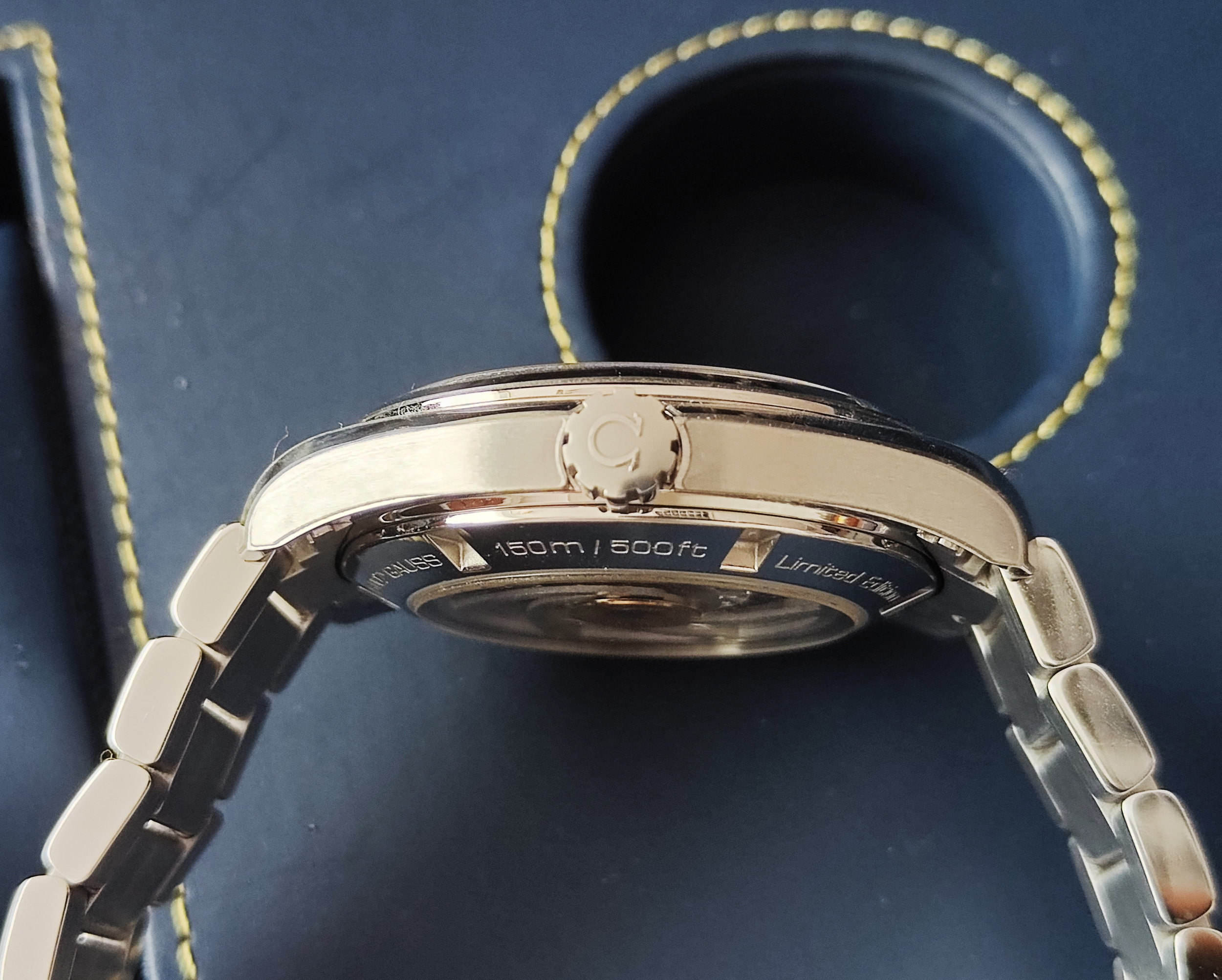 OMEGA 海馬 Aqua Terra 詹姆斯龐德 007限量款 大錶徑41.5mm 原廠鋼帶+原廠編織帶 抗磁錶殼~原廠盒單 龐德徽章 6