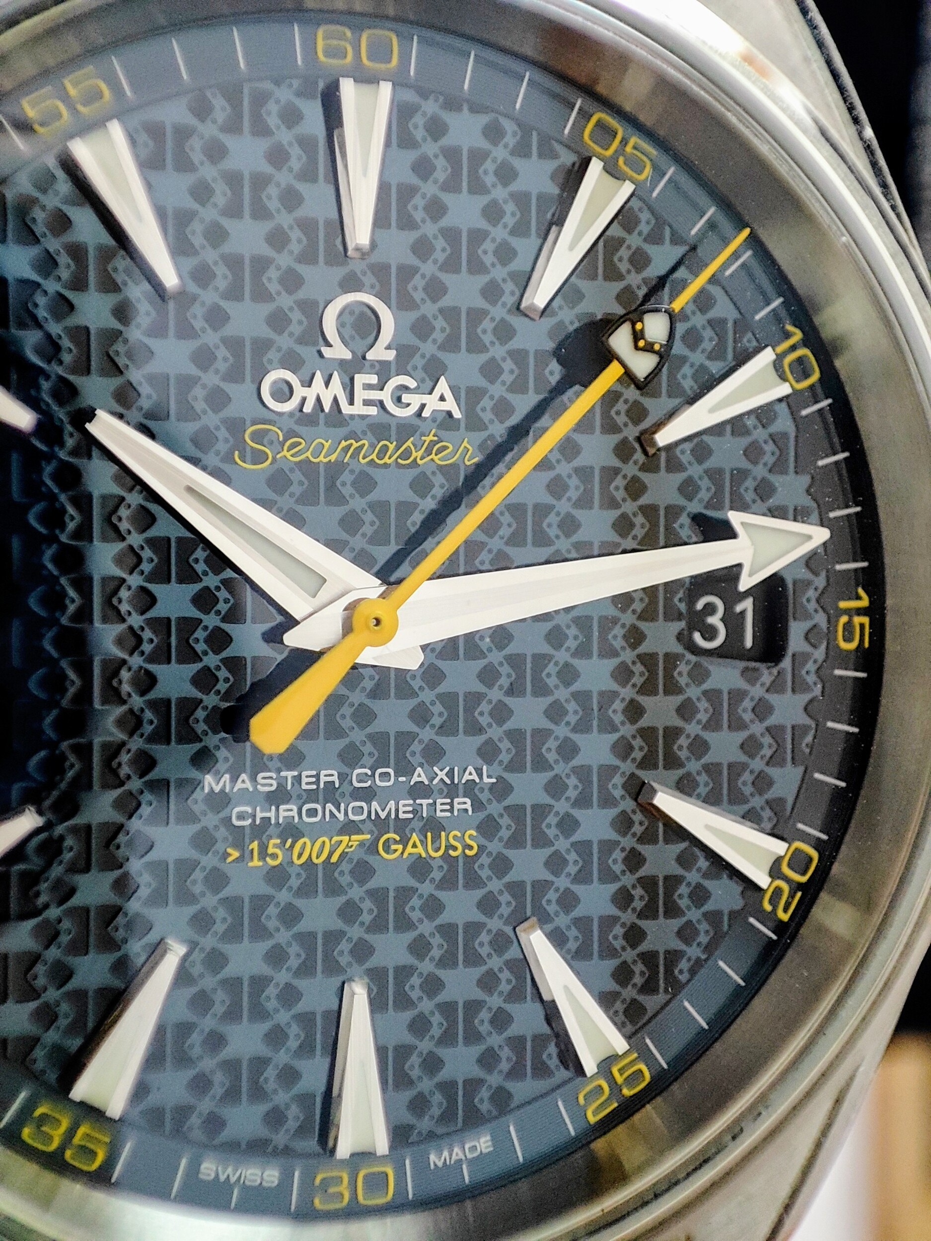 OMEGA 海馬 Aqua Terra 詹姆斯龐德 007限量款 大錶徑41.5mm 原廠鋼帶+原廠編織帶 抗磁錶殼~原廠盒單 龐德徽章 3