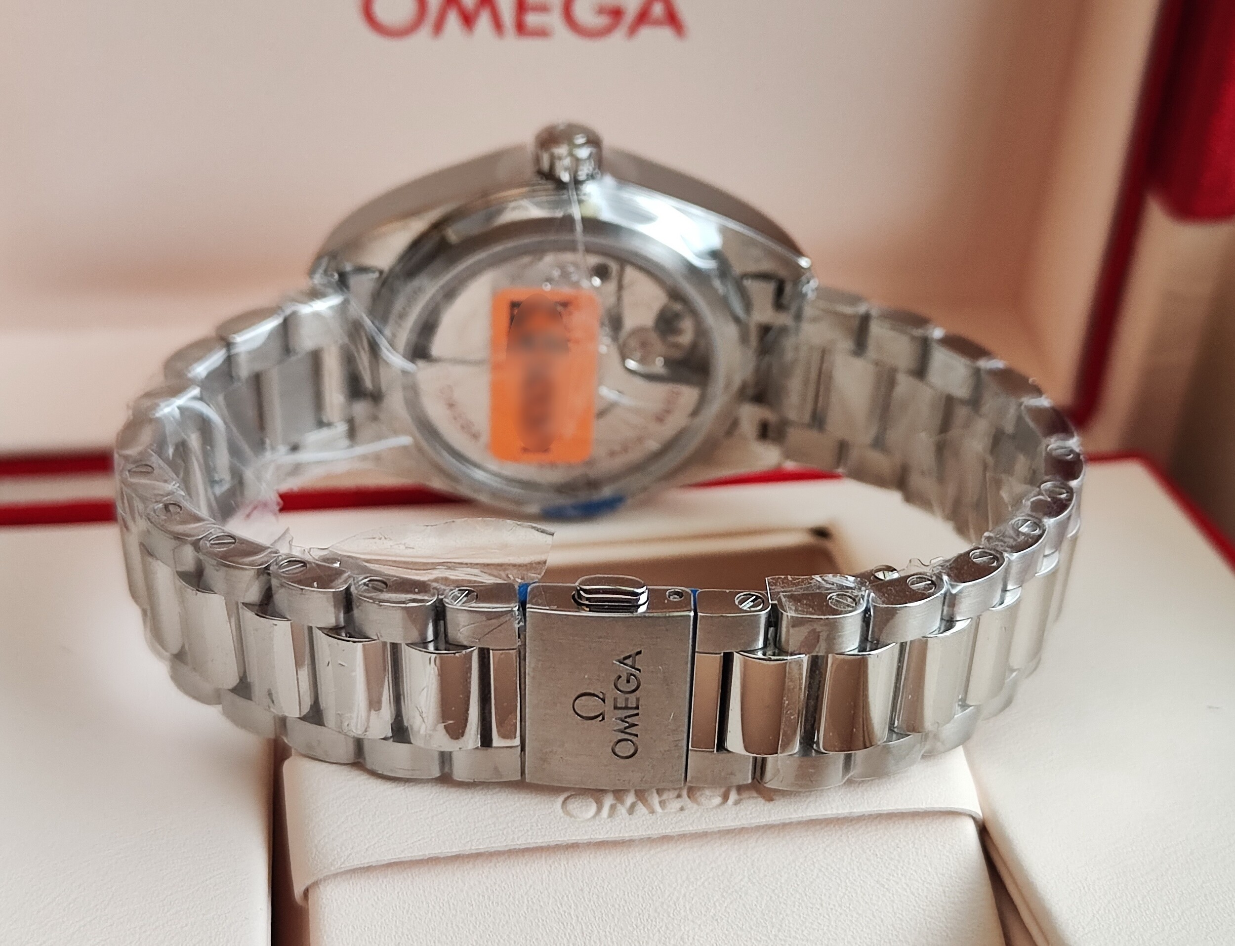 OMEGA 全新 海馬 SHADES系列 粉紅面盤 錶徑34mm 自動上鍊~原廠盒單 國內AD 6