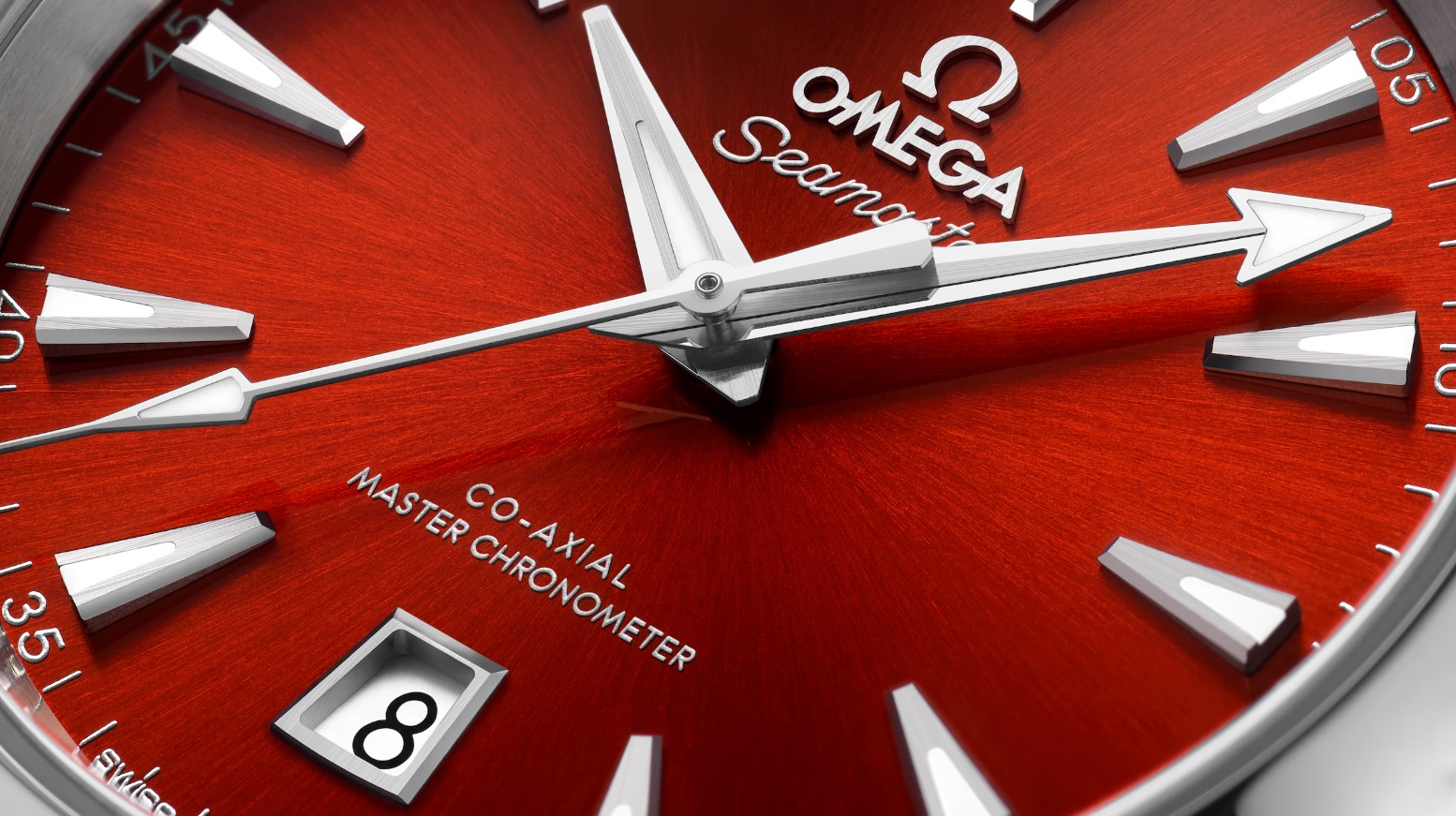 OMEGA 全新 海馬 SHADES系列 紅色面盤 錶徑38mm 自動上鍊~原廠盒單 國內AD 2