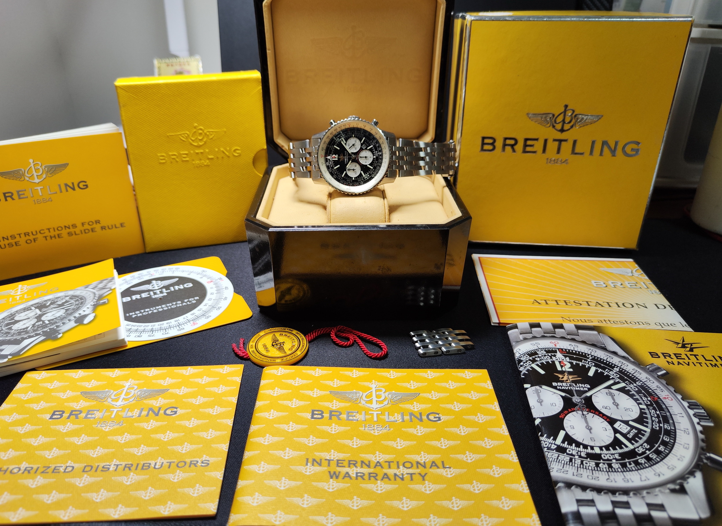 BREITLING 百年靈 Navitimer 50周年紀念款 錶徑41mm 自動上鍊 計時功能~原廠盒單 絕版珍藏 11