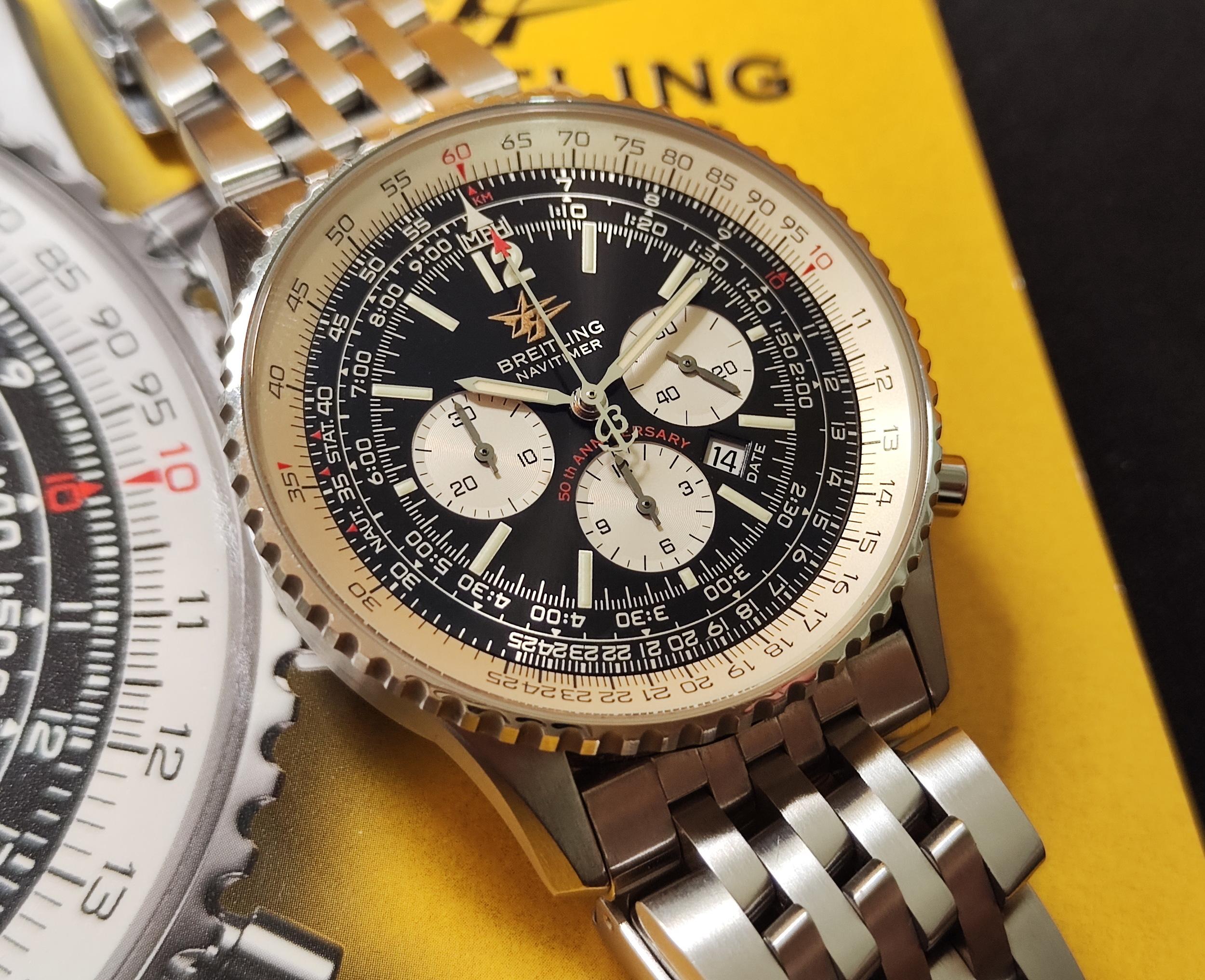 BREITLING 百年靈 Navitimer 50周年紀念款 錶徑41mm 自動上鍊 計時功能~原廠盒單 絕版珍藏 3