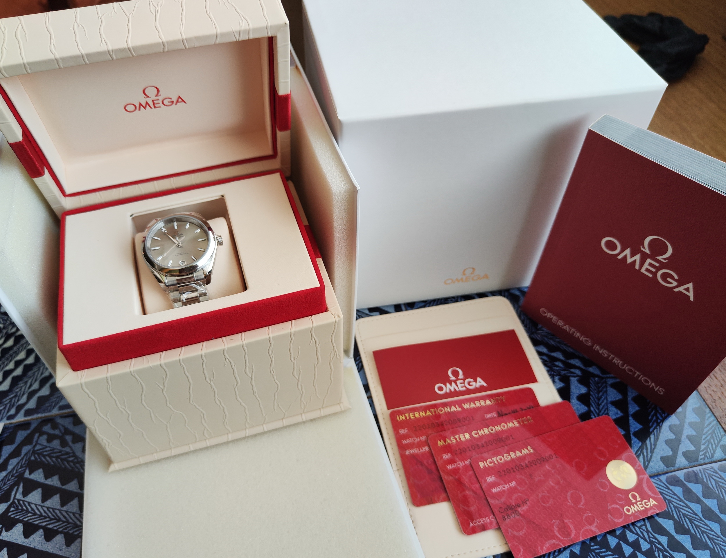 OMEGA 全新 海馬 SHADES系列 銀色面盤 錶徑34mm 自動上鍊~原廠盒單 國內AD 7