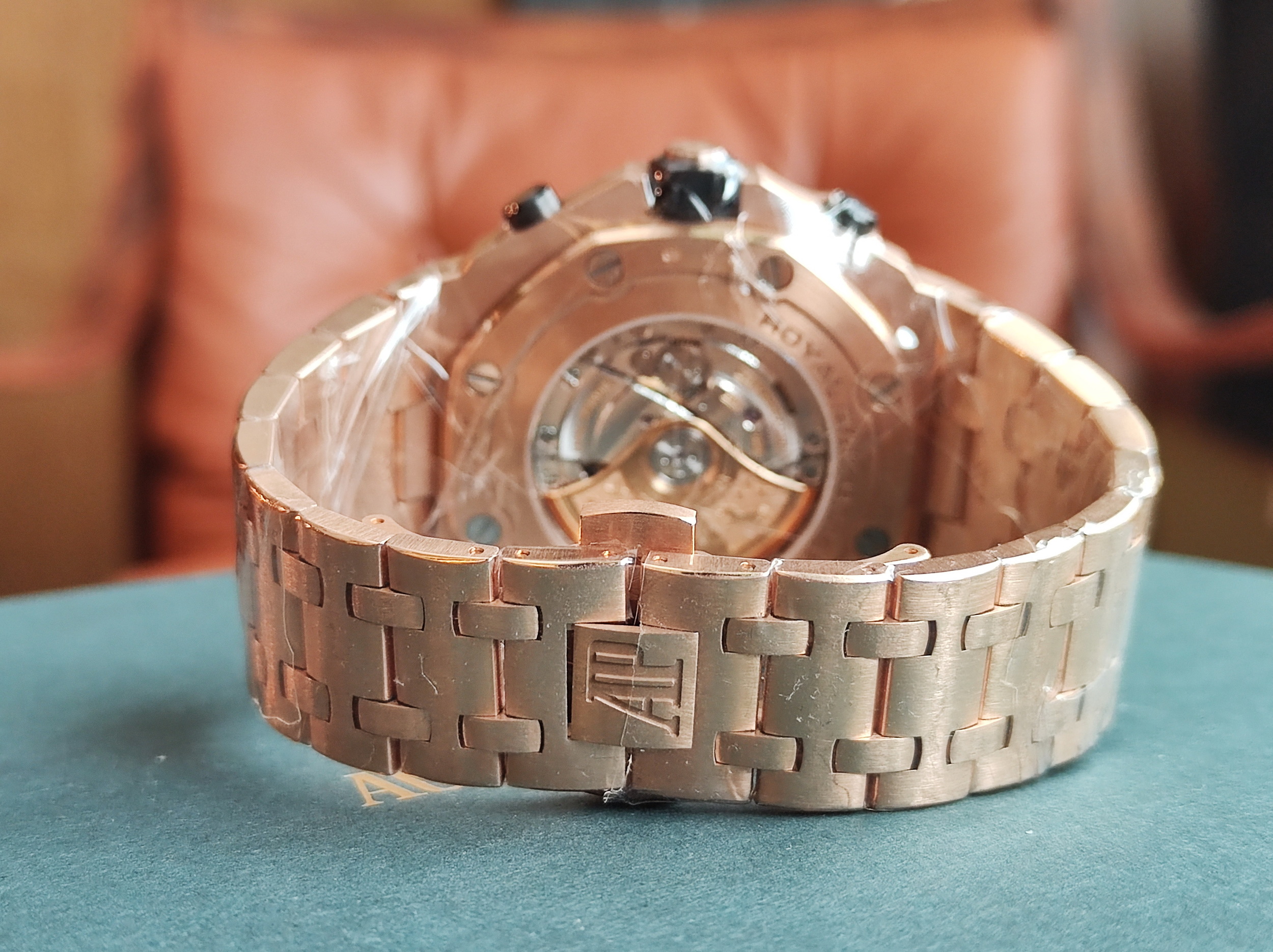 愛彼 AP 皇家橡樹 26470OR 玫瑰金 大錶徑42mm 灰黑色格紋面盤 自動上鍊 透明底蓋 離岸型~原廠盒單 6