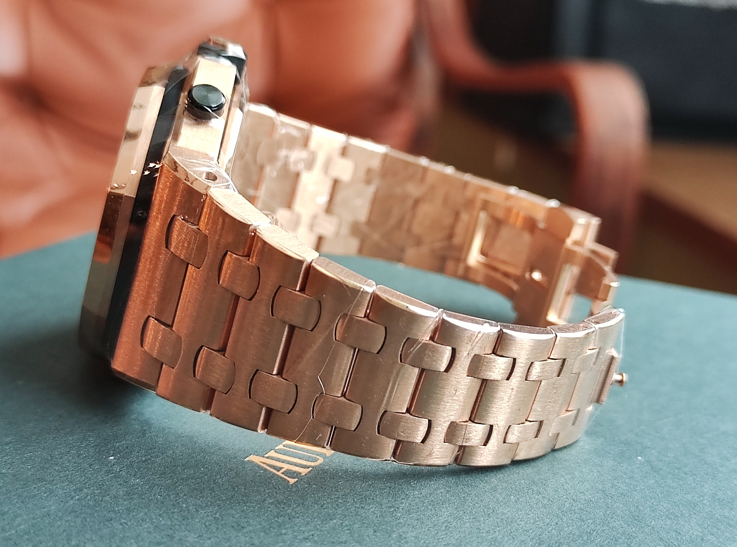 愛彼 AP 皇家橡樹 26470OR 玫瑰金 大錶徑42mm 灰黑色格紋面盤 自動上鍊 透明底蓋 離岸型~原廠盒單 5