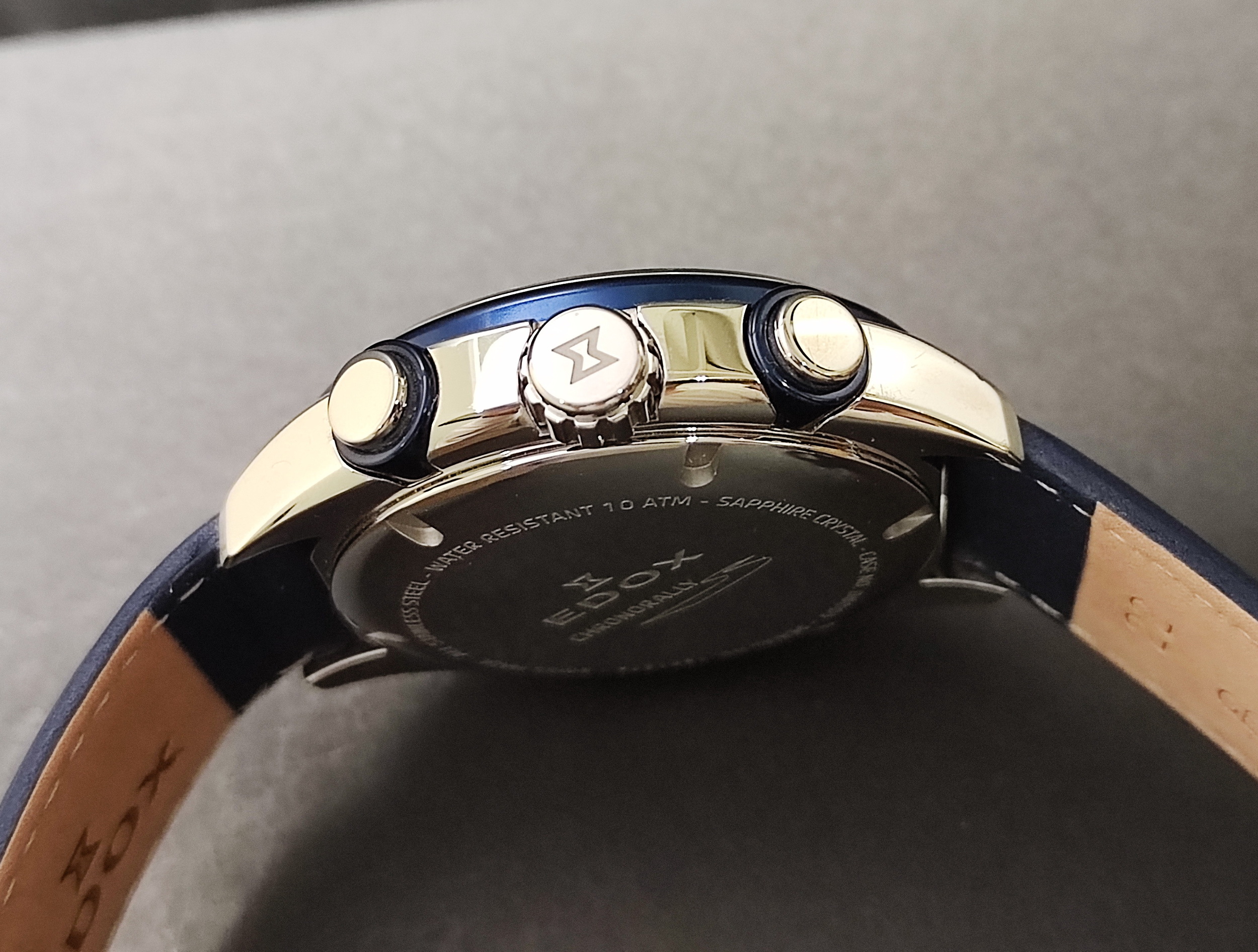 EDOX 伊度錶 藍色面盤 大錶徑43mm 自動上鍊 計時功能~原廠盒單 4