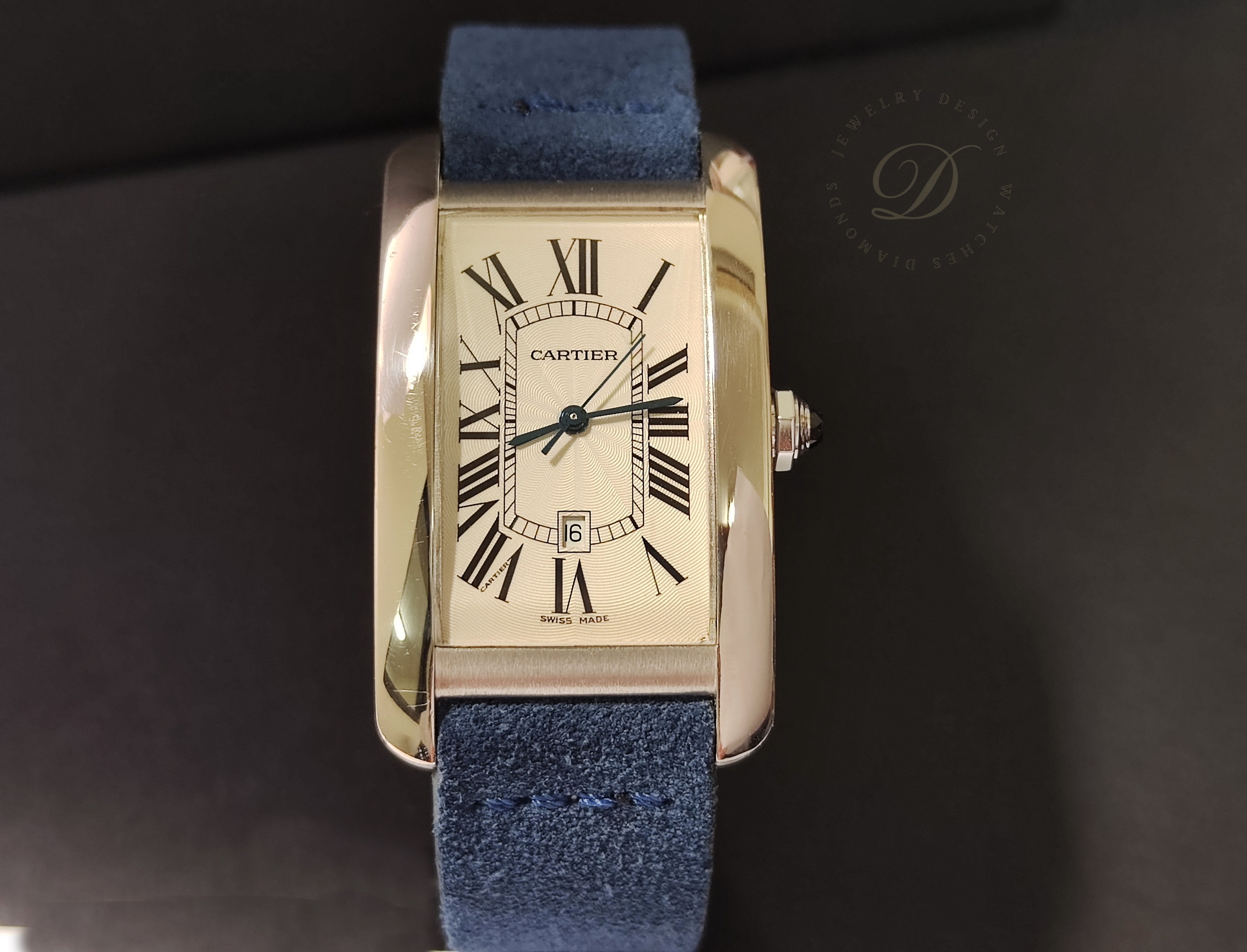 卡地亞 CARTIER 美國坦克 白K金 最大款 自動上鍊 羅馬數字~原廠盒單 Tank Américaine