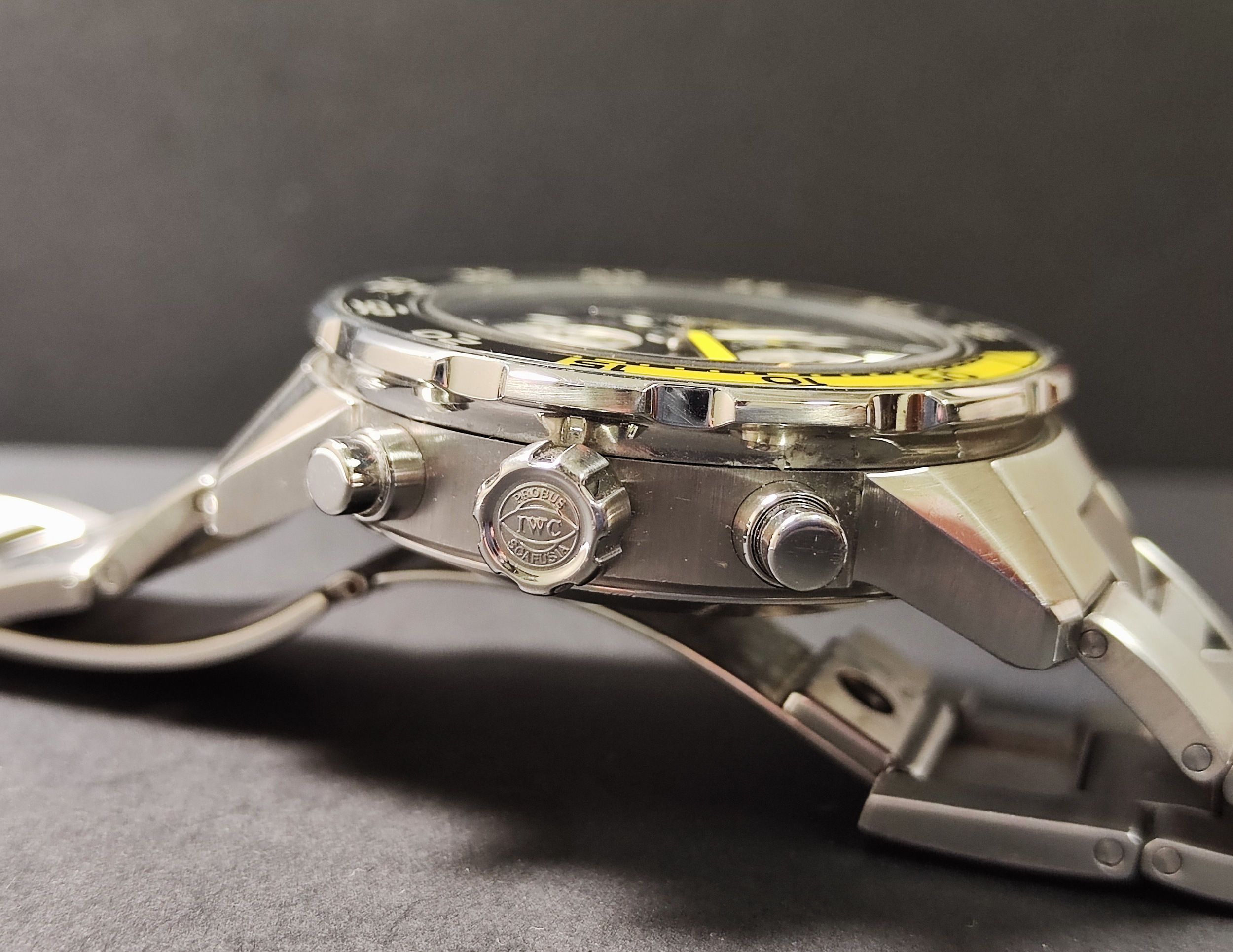 萬國 IWC 海洋時計 自動上鍊 大錶徑44mm 黑色面盤 黃色計時圈 AQUATIMER 計時功能~原廠保單 4