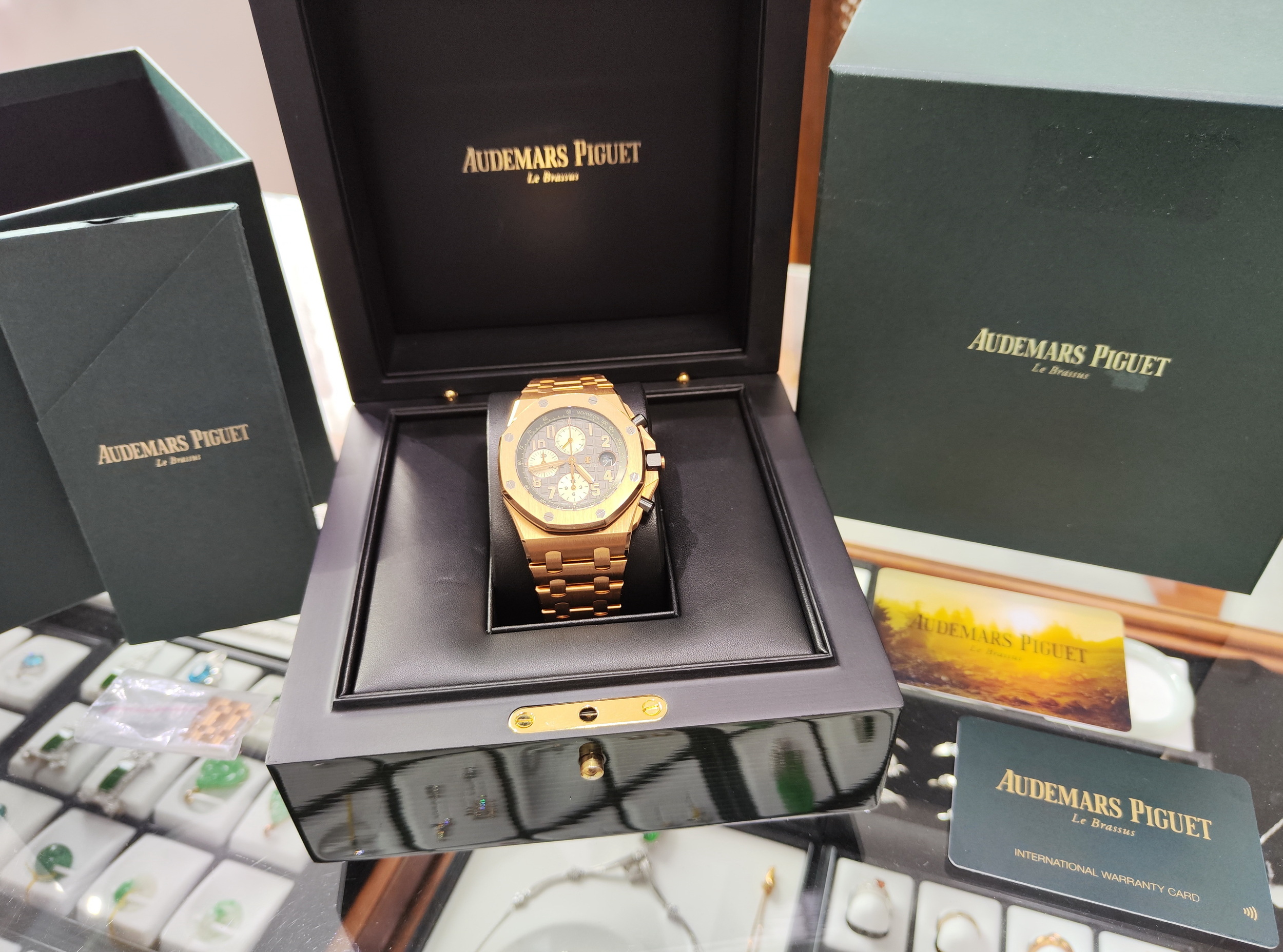 愛彼 AP 皇家橡樹 26470OR 玫瑰金 大錶徑42mm 灰黑色格紋面盤 自動上鍊 透明底蓋 離岸型~原廠盒單 7